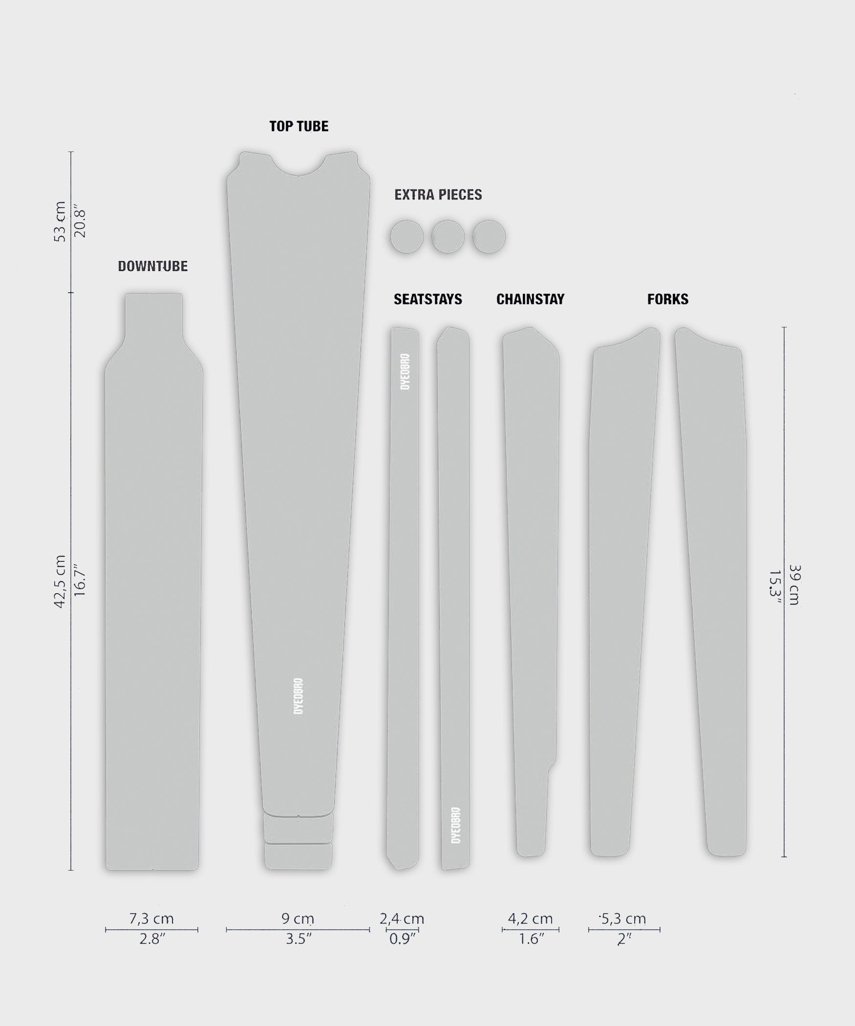 DyedBro Gravel Bike Protection Kit Clear Gloss Gravel White