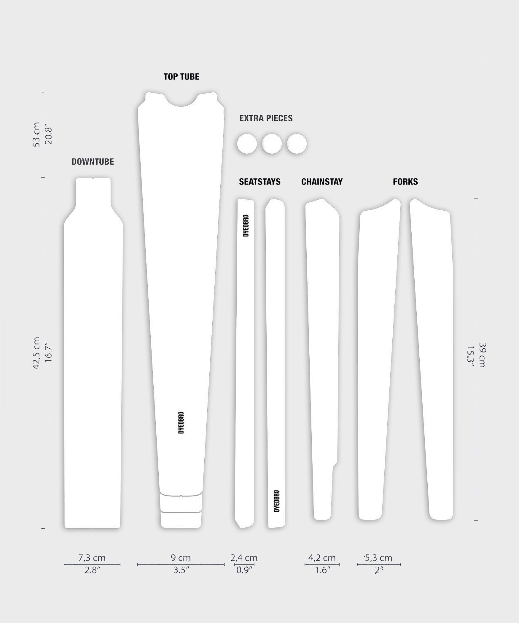 DyedBro Gravel Bike Protection Kit Clear Matt Gravel Black