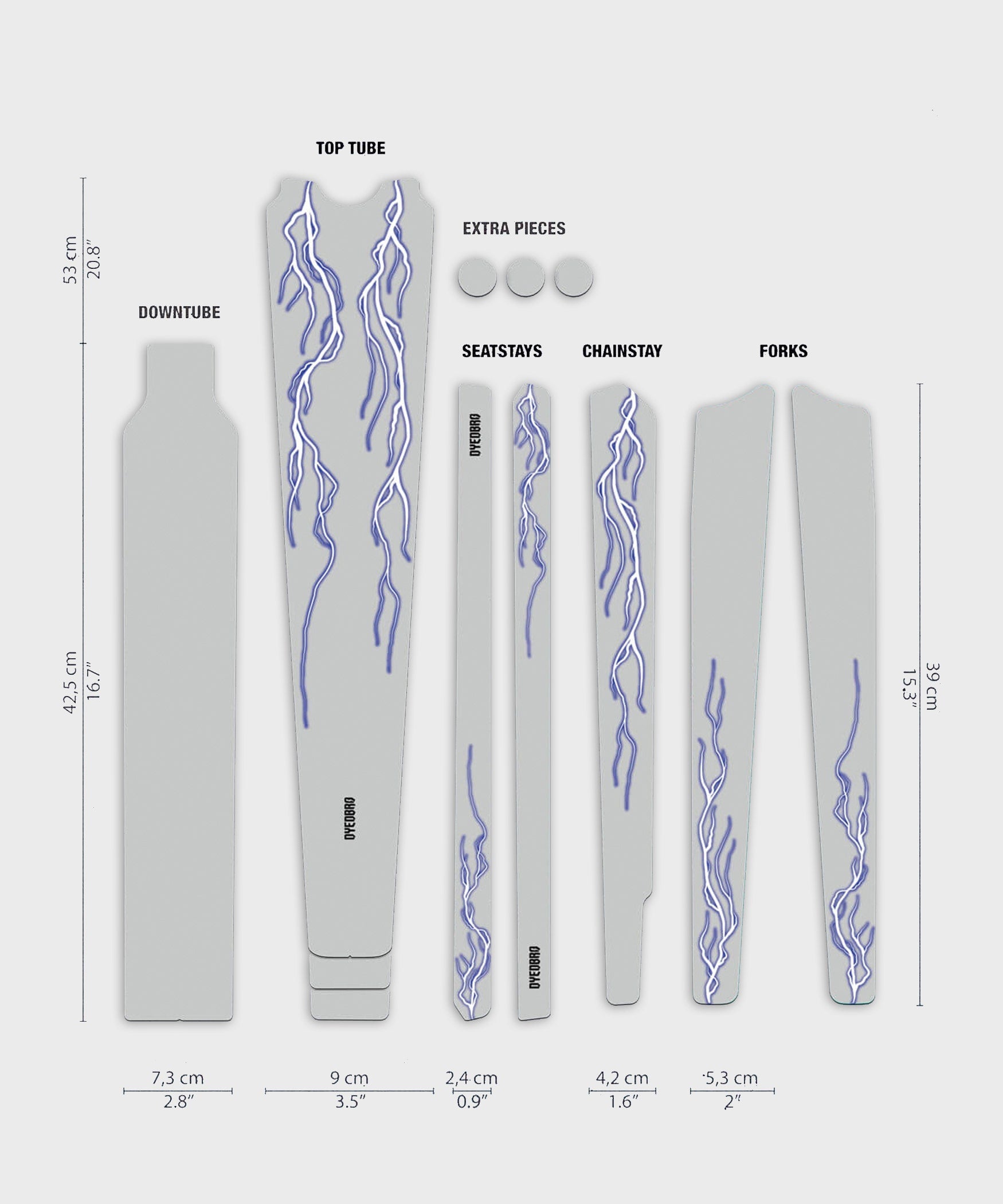 DyedBro Gravel Bike Protection Kit Lightning Gravel Blue