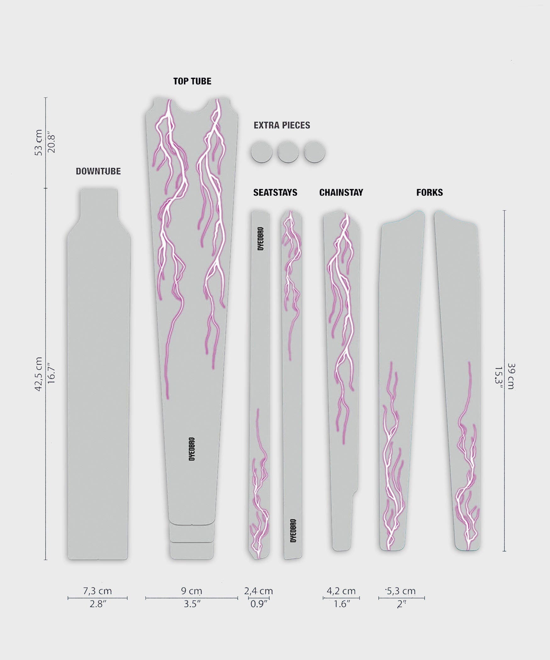 DyedBro Gravel Bike Protection Kit Lightning Gravel Pink