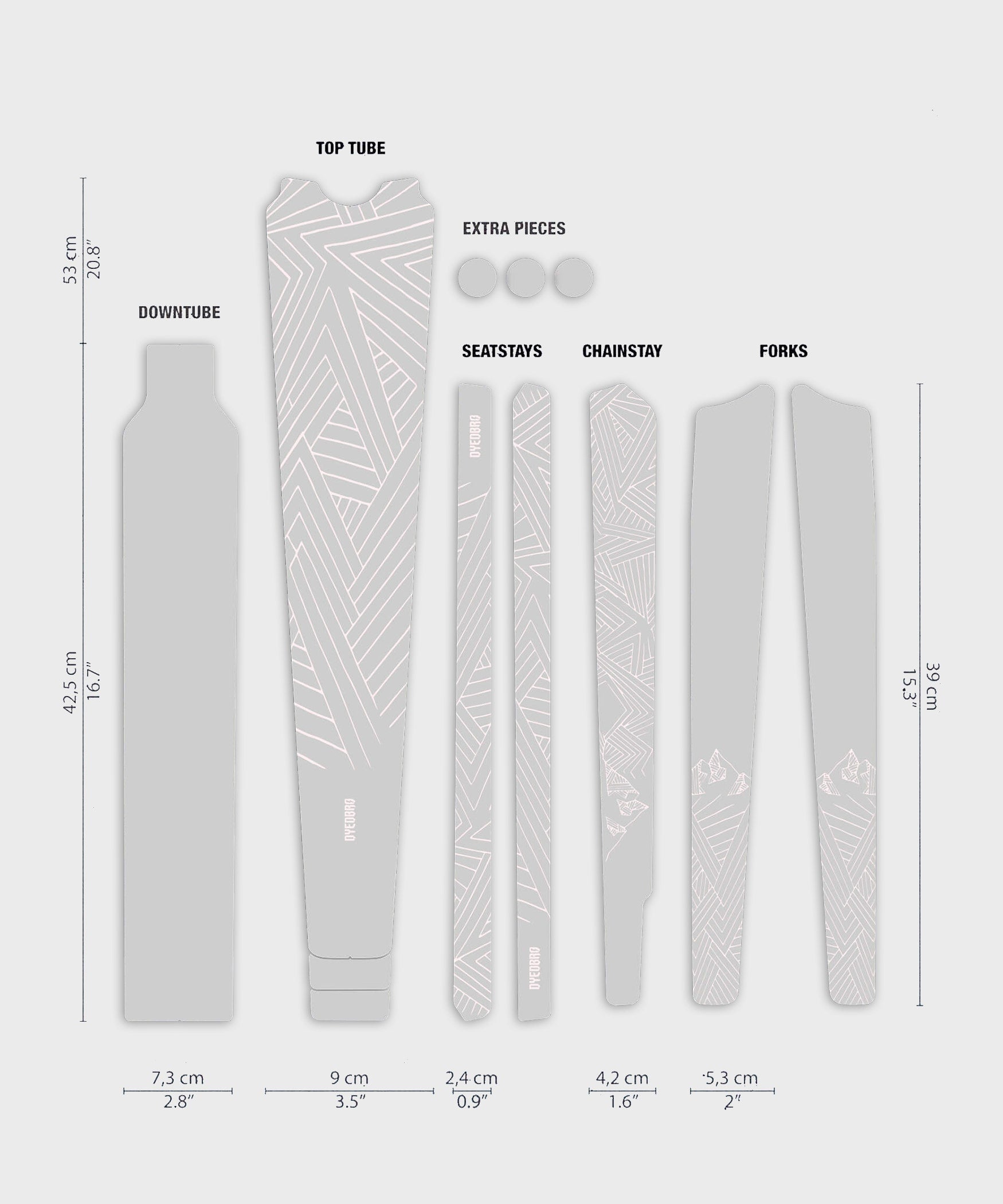 DyedBro Gravel Bike Protection Kit Stay Free Gravel White