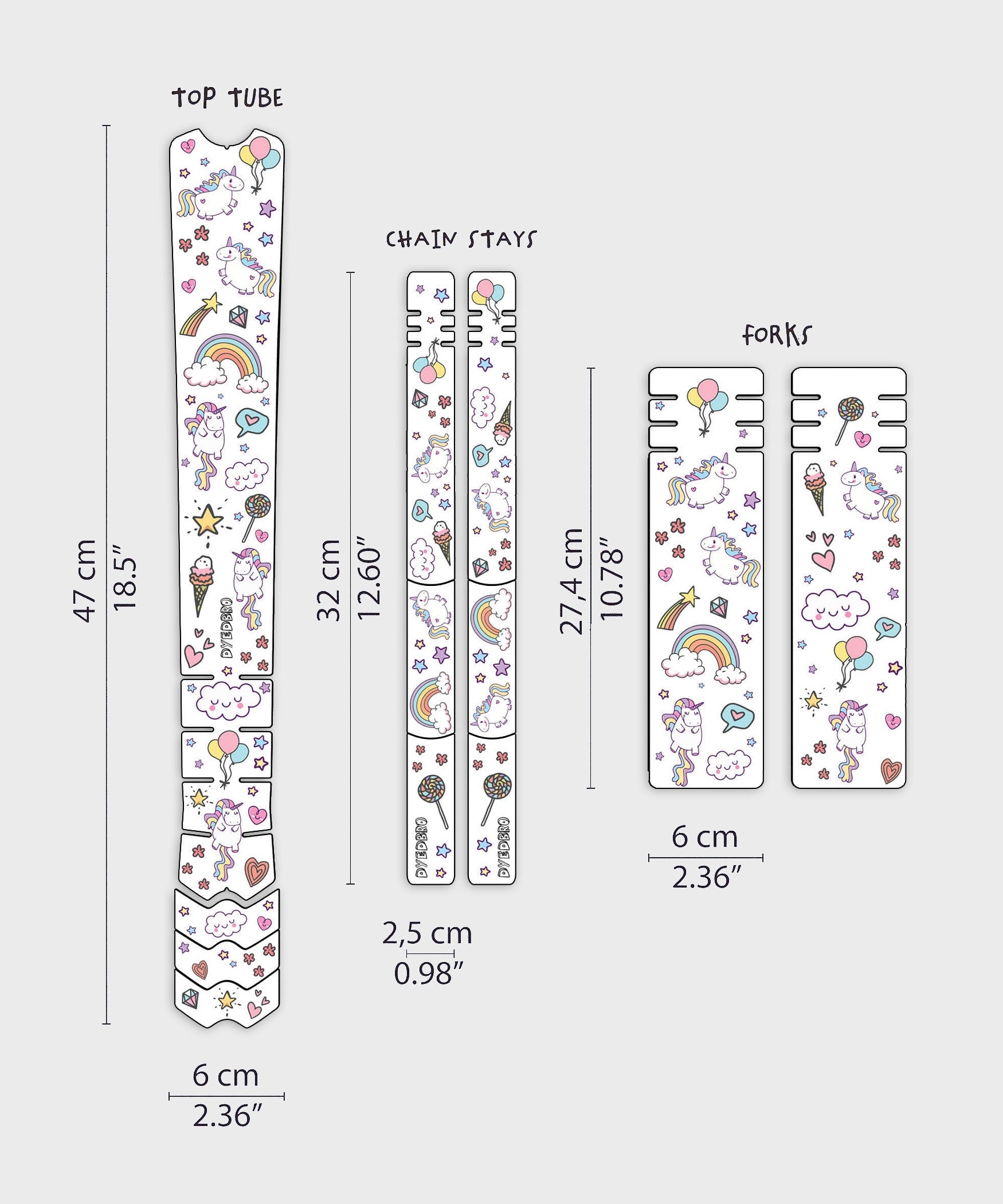 DyedBro Kids Bike Protection Kit Unicorn Kids