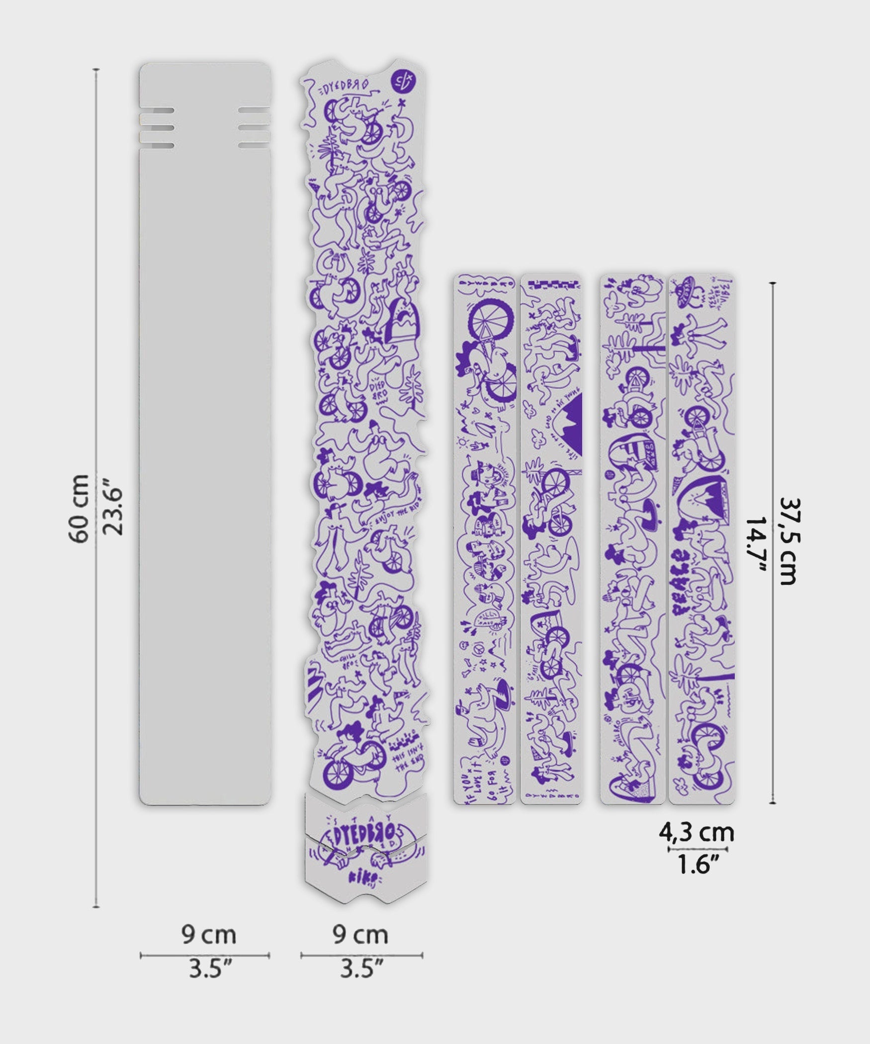 DyedBro MTB Frame Protection Kit Kiko CLJ Artist Series Gloss Purple