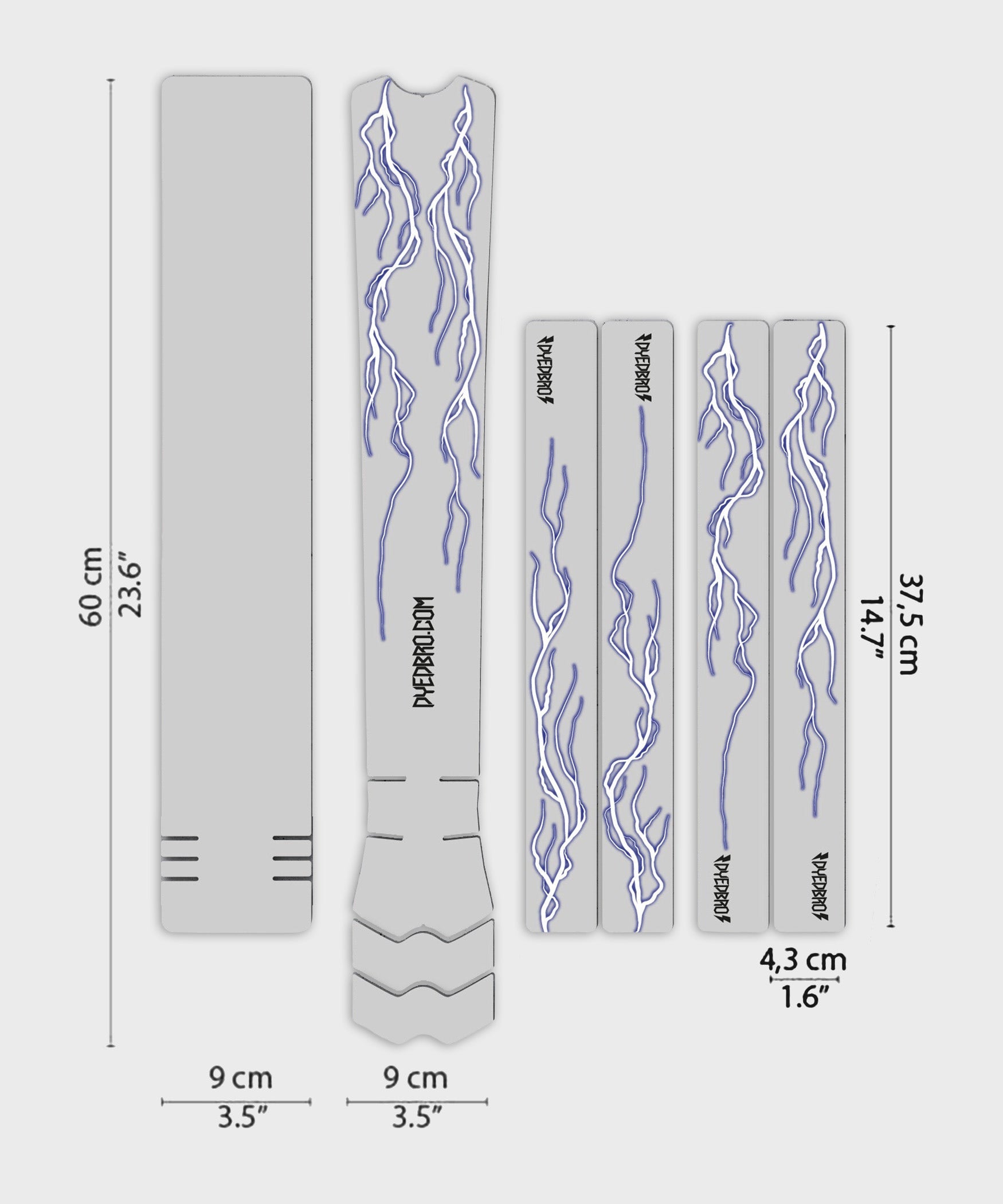 DyedBro MTB Frame Protection Kit Lightning Blue