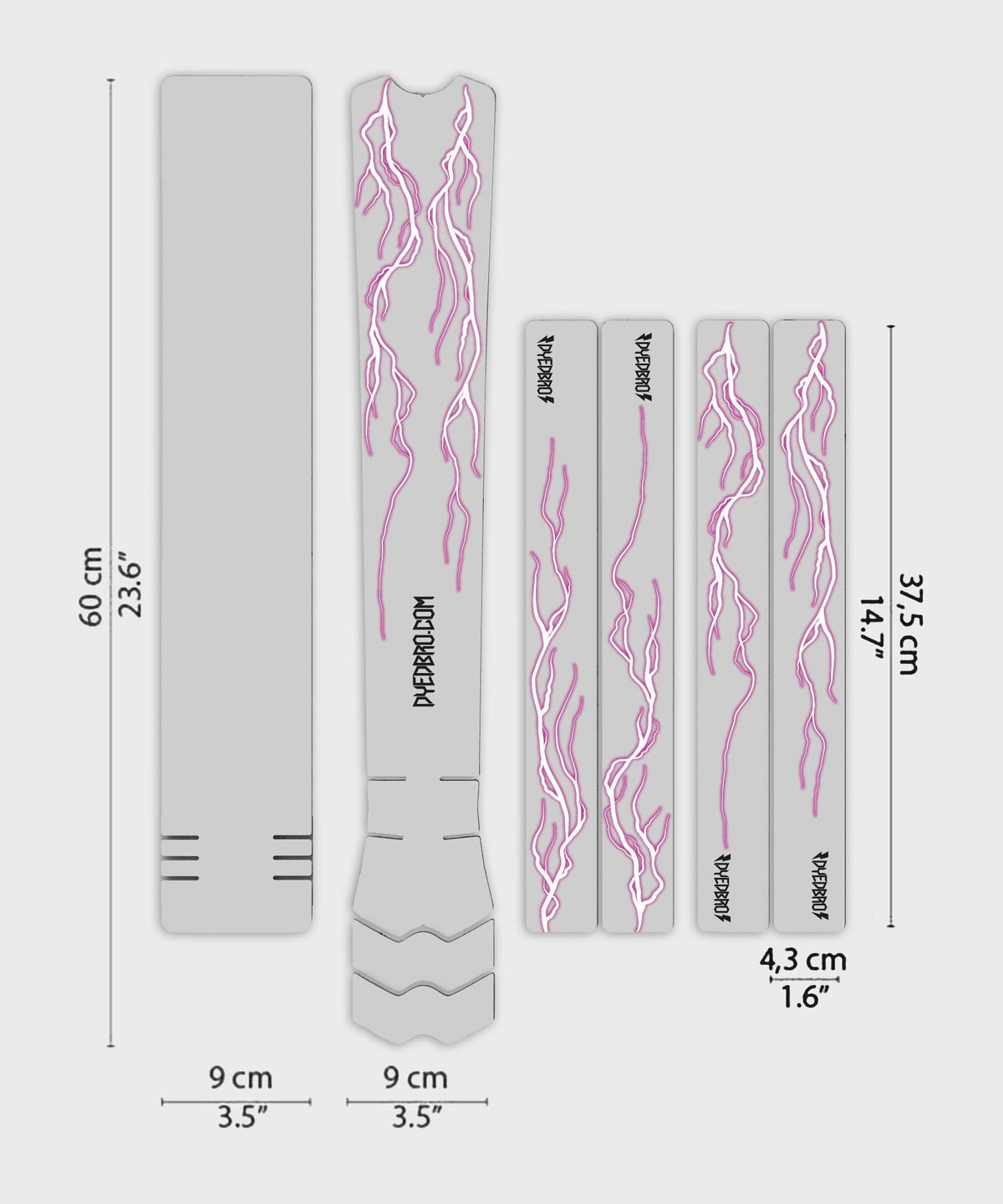 DyedBro MTB Frame Protection Kit Lightning Pink