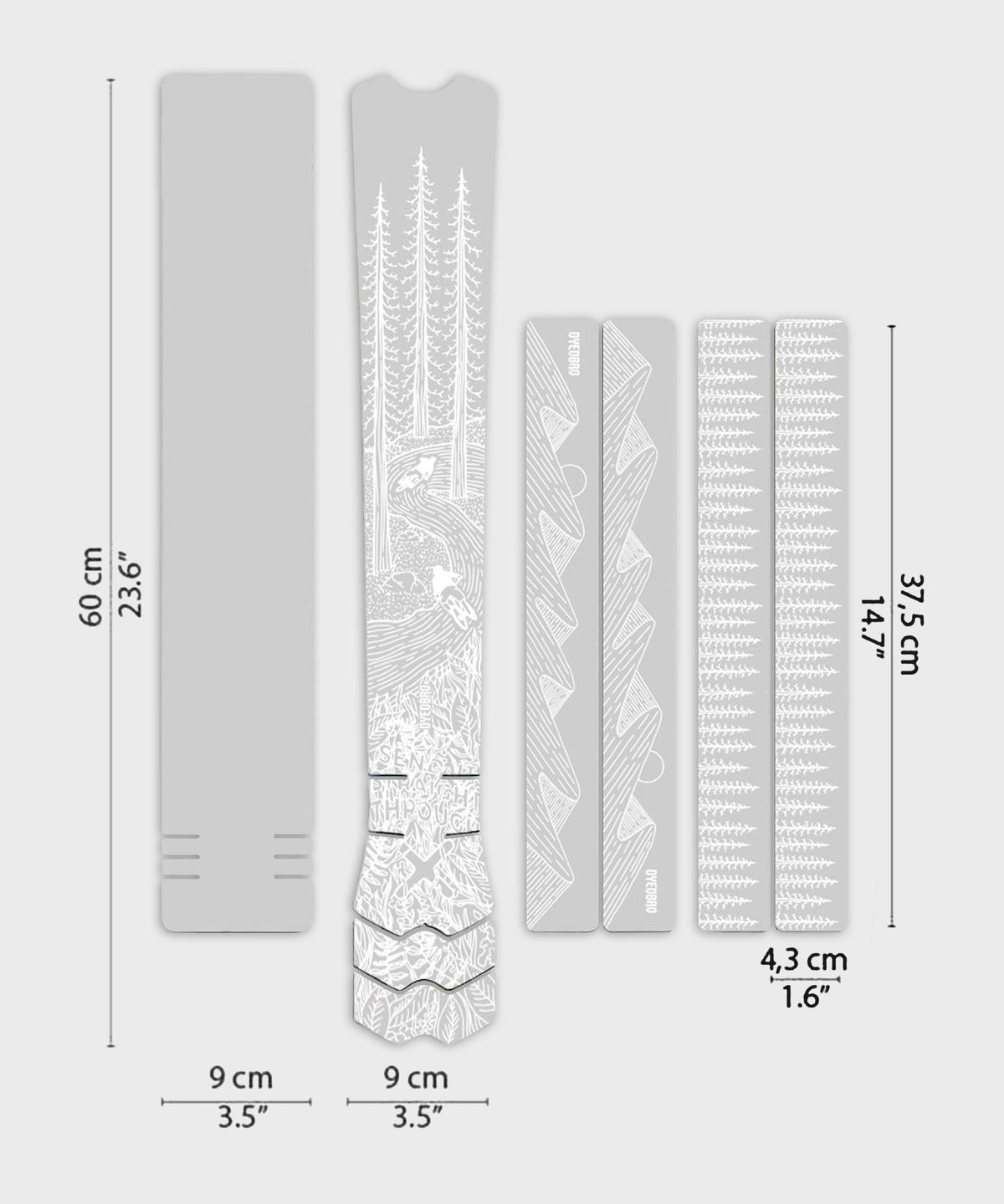 DyedBro MTB Frame Protection Kit OS Illustration White Gloss