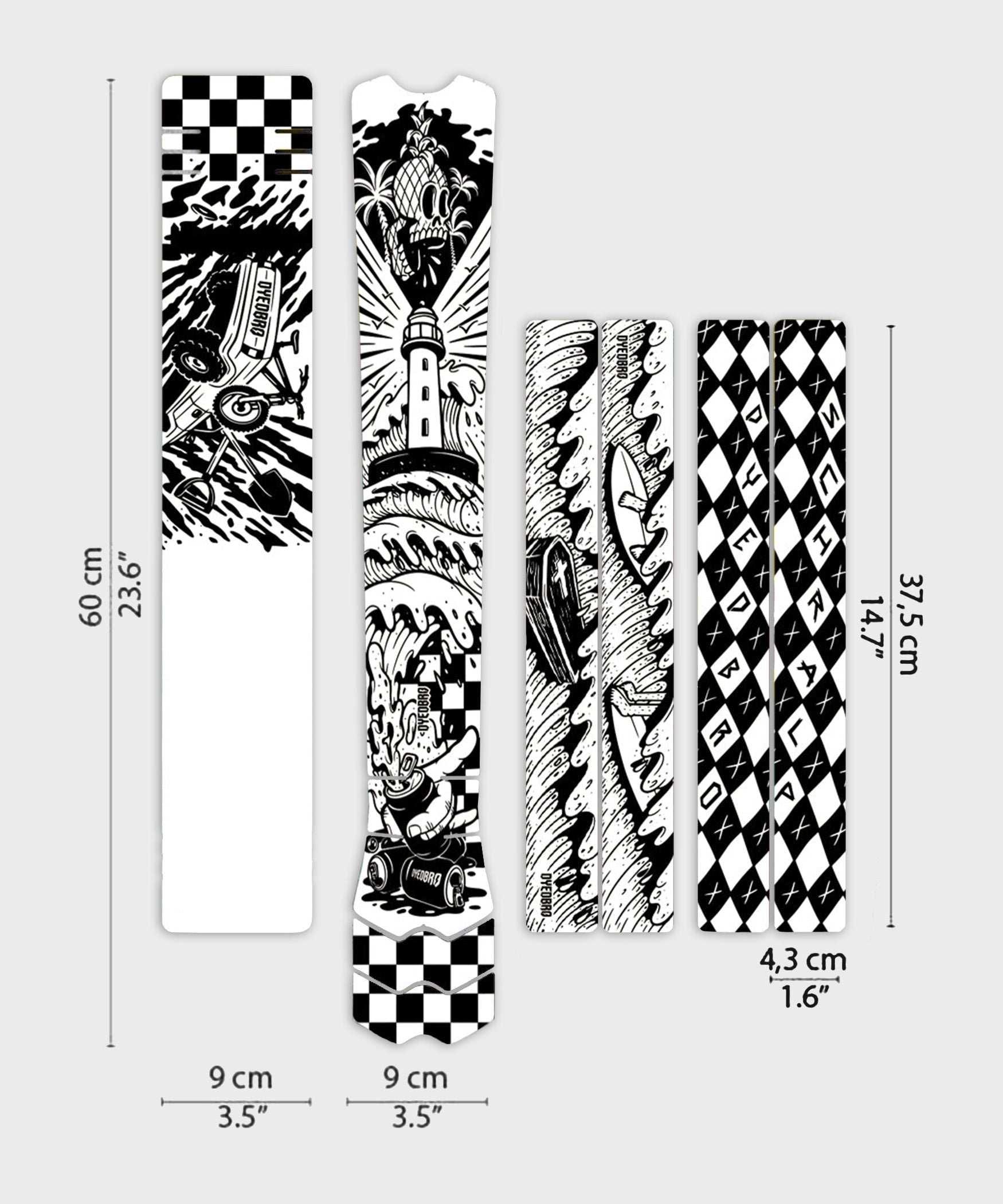 DyedBro MTB Frame Protection Kit Surfs Up Black Gloss Black