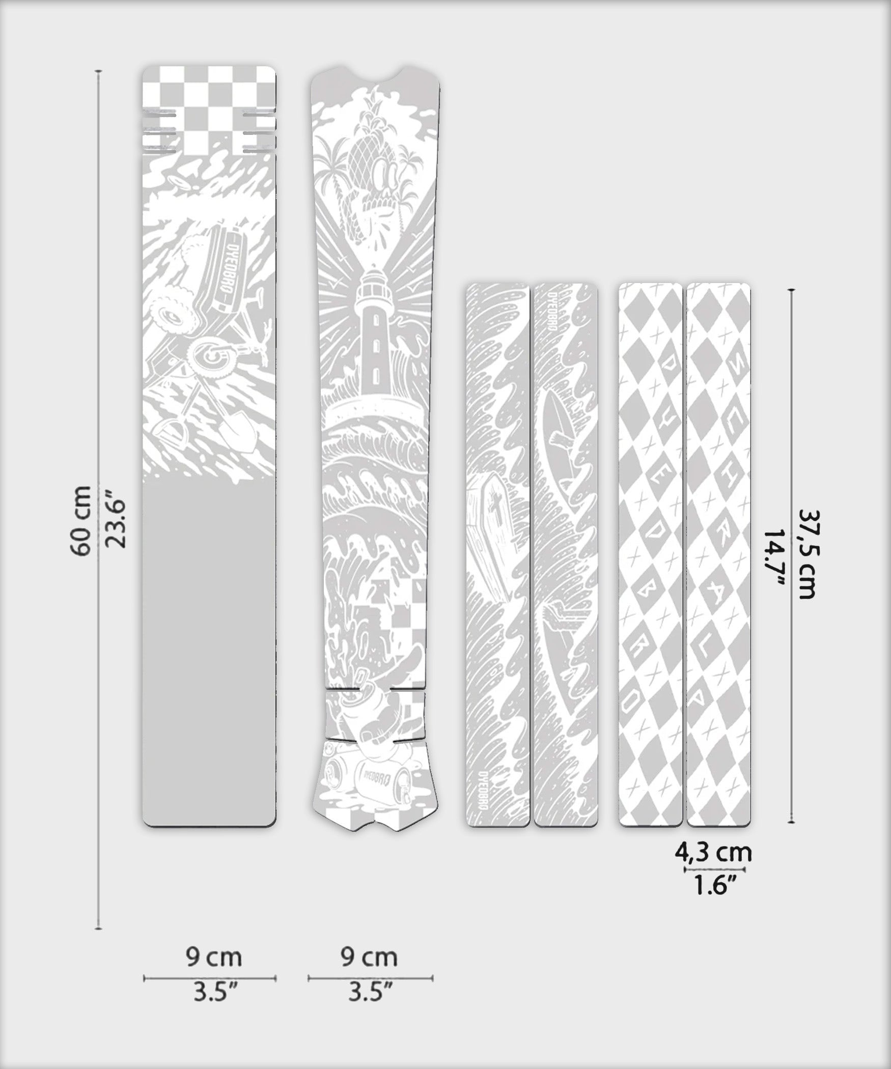 DyedBro MTB Frame Protection Kit Surfs Up White Gloss White