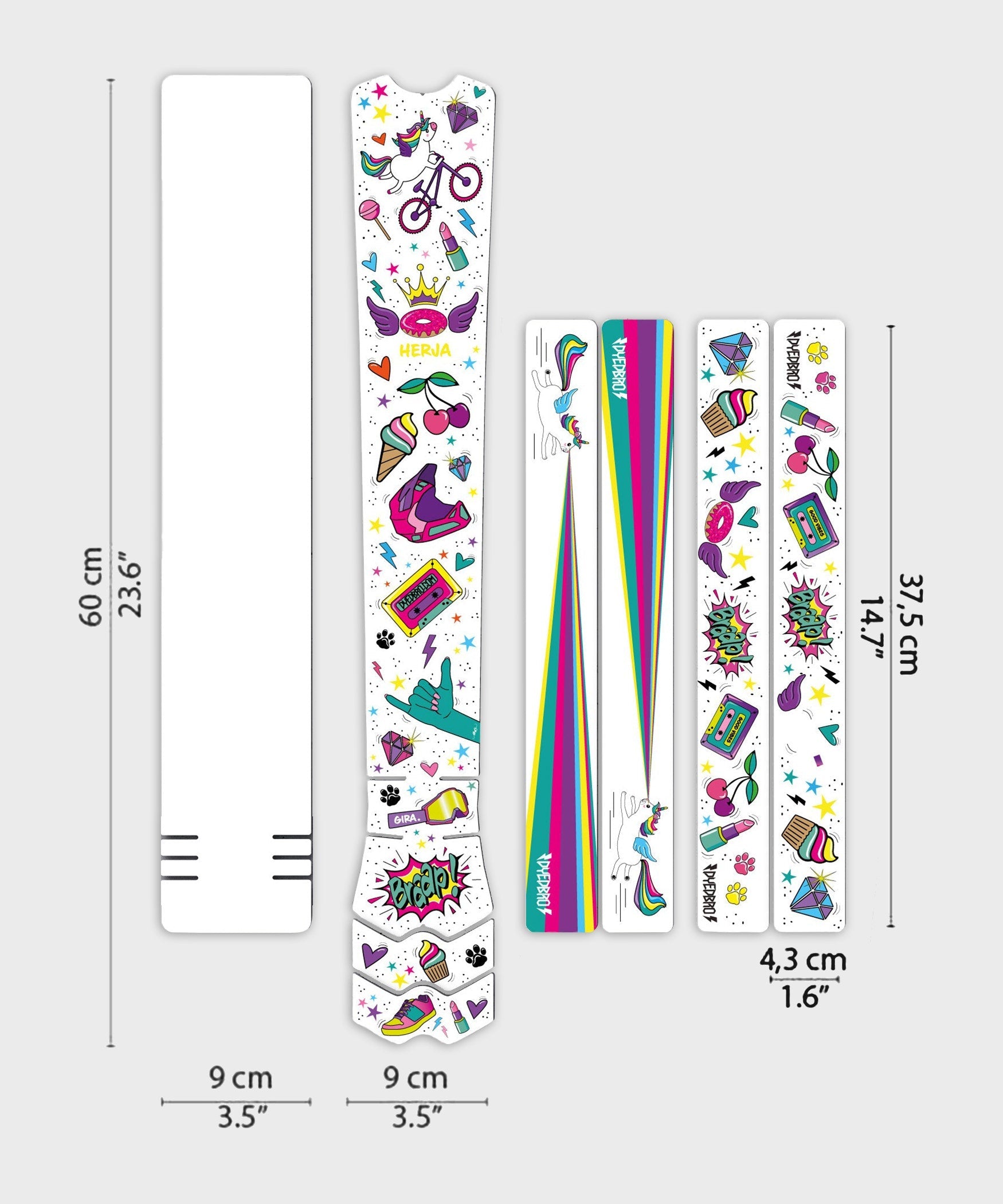 DyedBro MTB Frame Protection Kit Unicorn Glitter