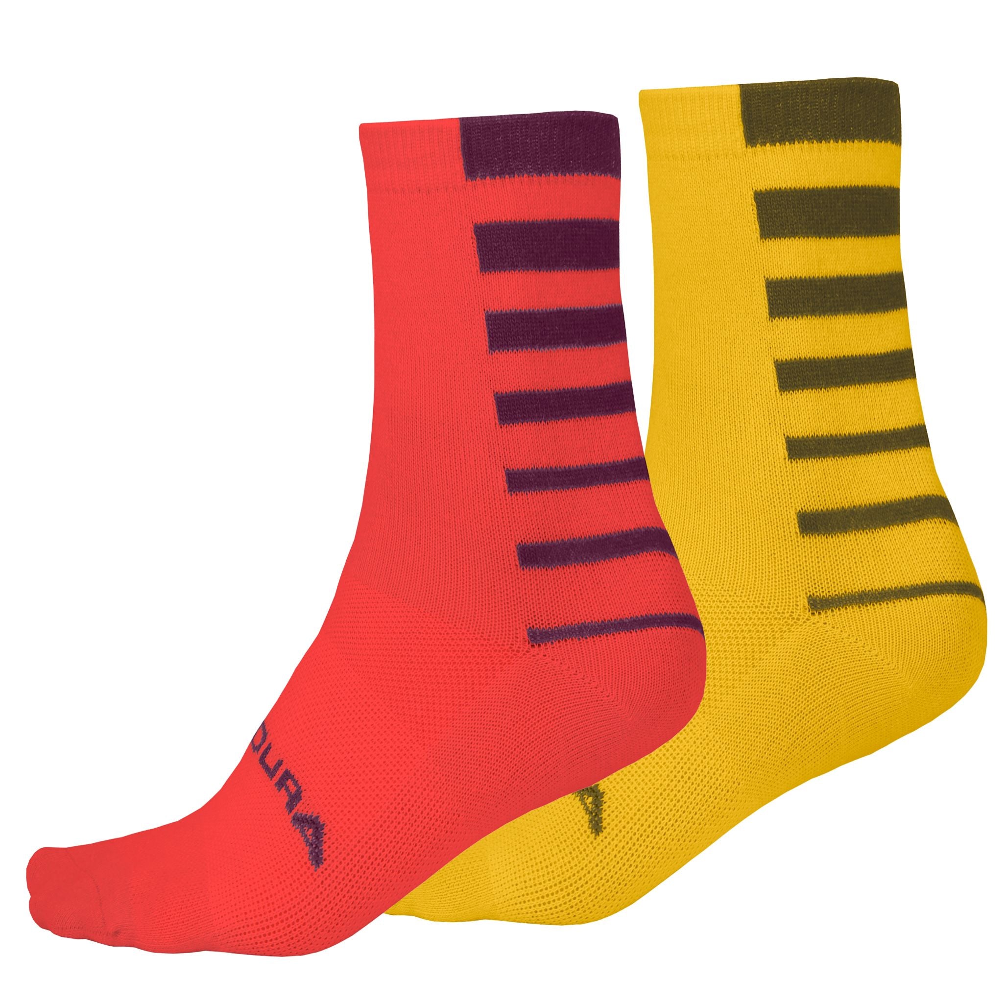 Endura Coolmax Stripe Socks (Twin Pack) Pomegranate / L-XL