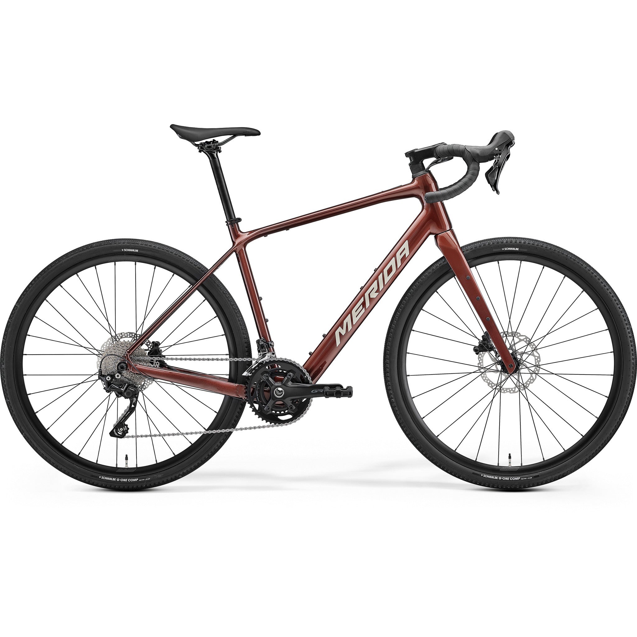 merida e gravel bike eSilex 400 2027 Electric Falconer Aero 2Vi® Mips STOCK:SH-ZG2 Farbe:dark slate rack and Lezyne lights