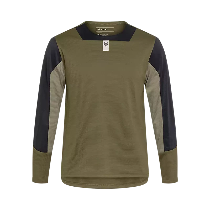 Fox Youth Defend Long Sleeve Jersey Olive Green / YS