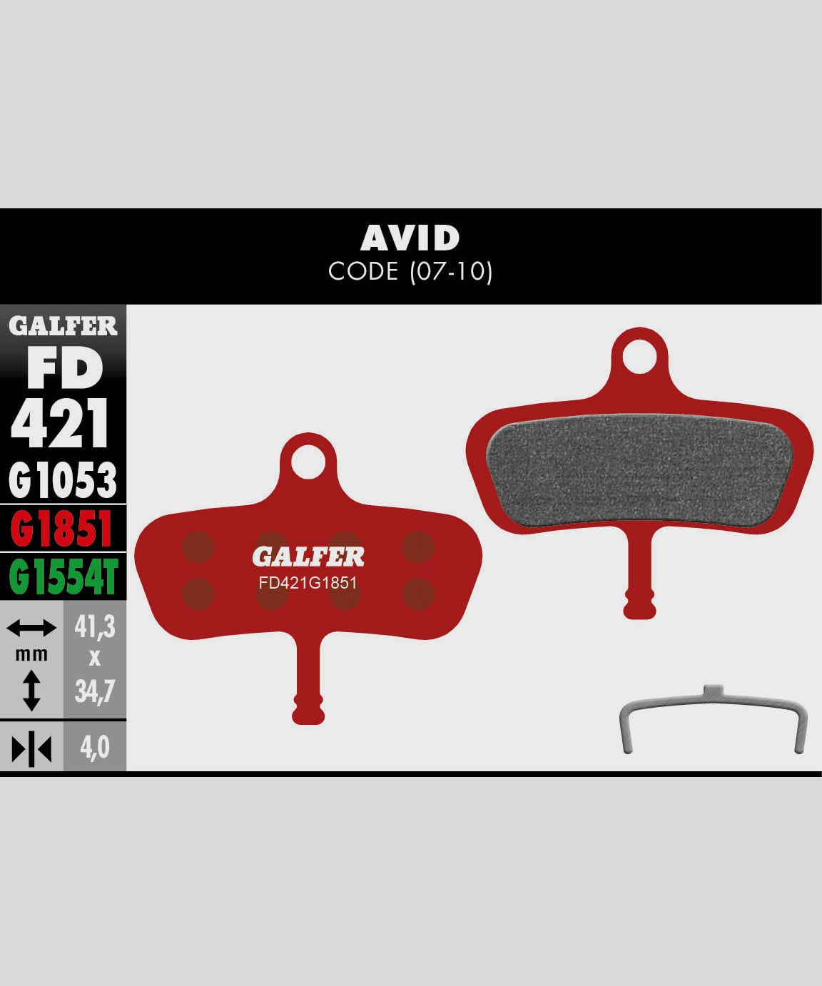 Galfer Advanced Disc Brake Pads Avid - Code 2007-10