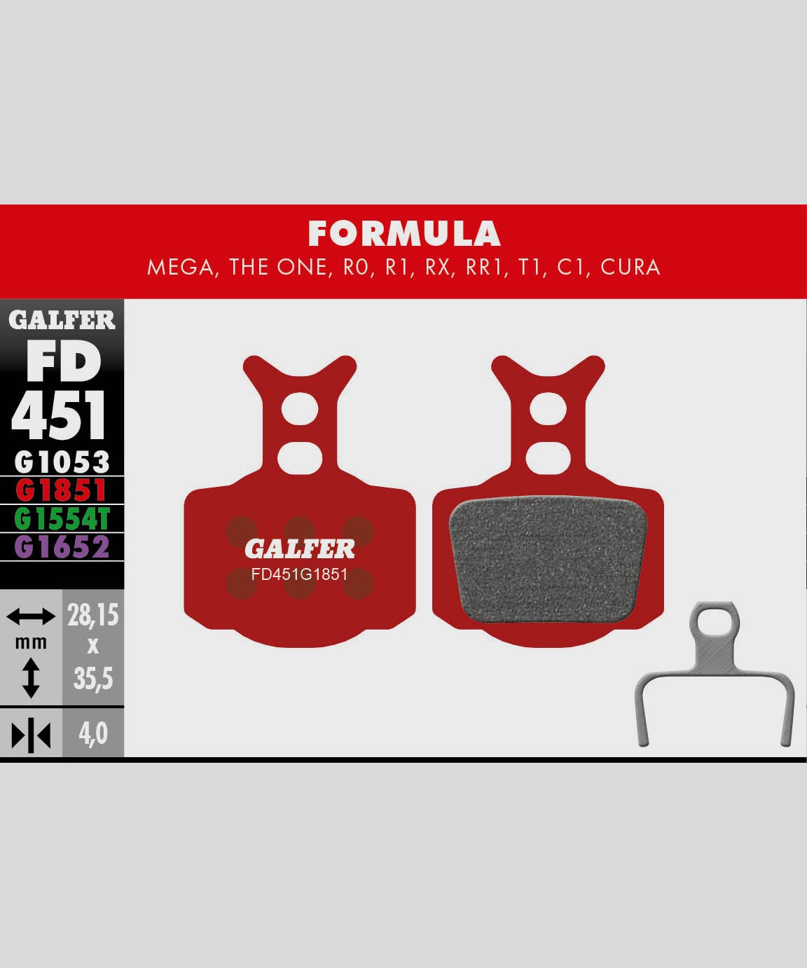 Galfer Advanced Disc Brake Pads Formula - Mega / The One / R1 / R0 / RX / CURA 2