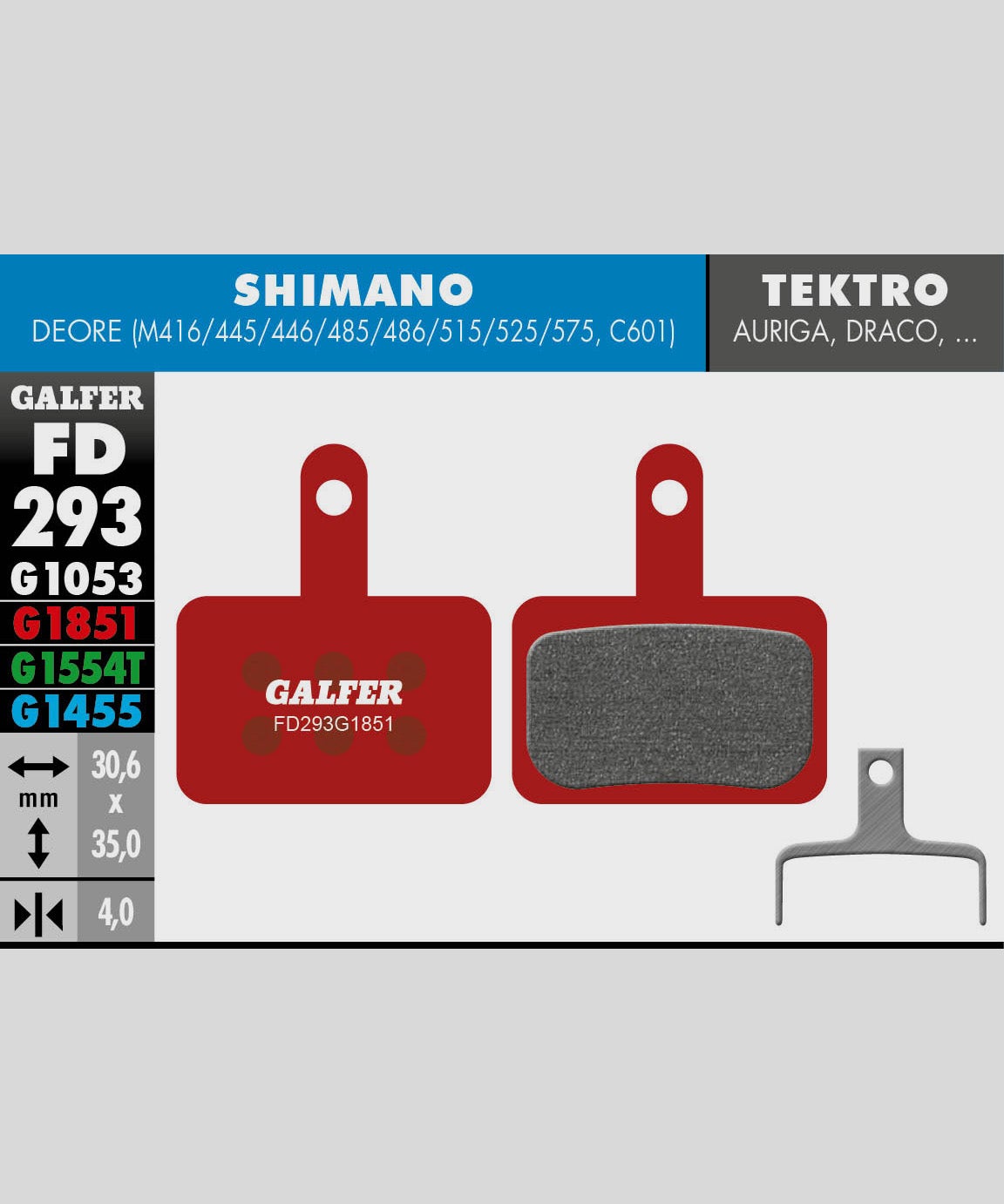 Galfer Advanced Disc Brake Pads Shimano - Deore | Tektro - Auriga / Draco / Orion