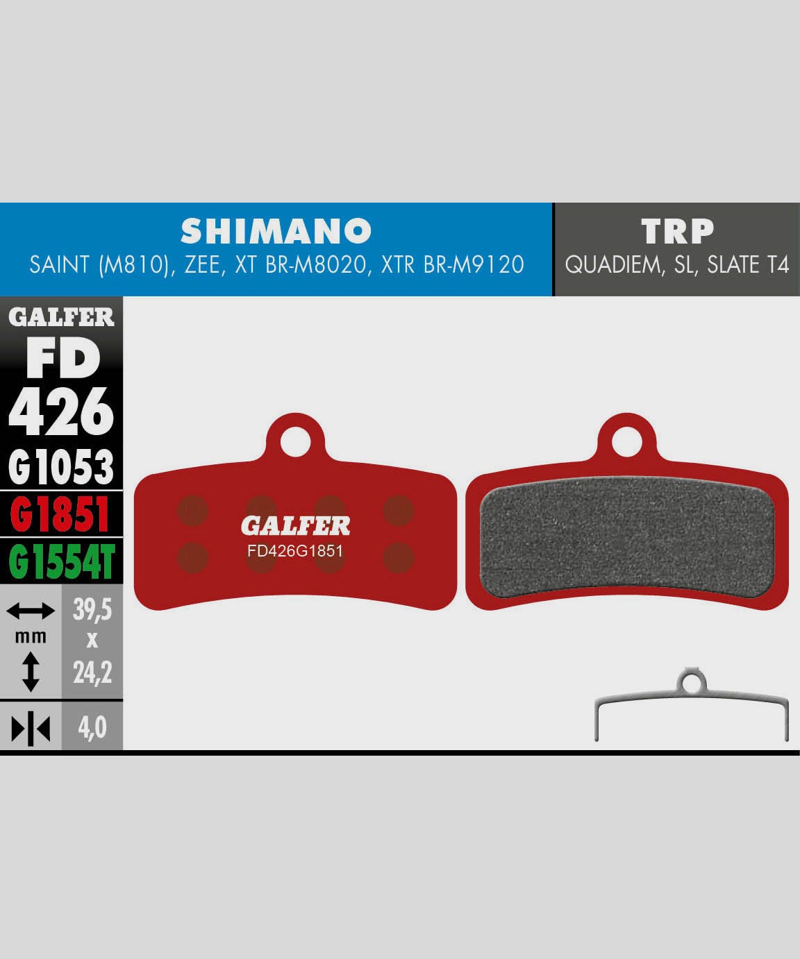 Galfer Advanced Disc Brake Pads Shimano - Saint / Zee | TRP - DHR / Quadiem / Slat