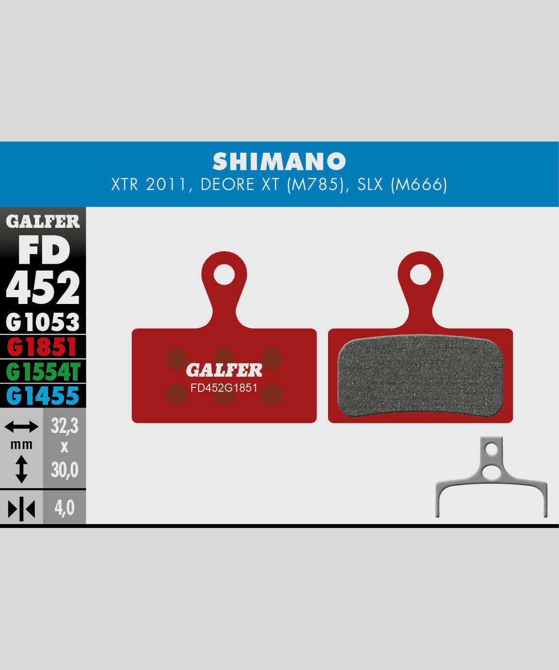 Galfer Advanced Disc Brake Pads Shimano - XTR 2011 / Deore XT M785 / SLX M666