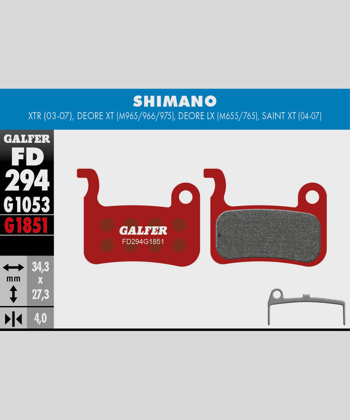 Galfer Advanced Disc Brake Pads Shimano - XTR / Deore XT / Deore LX / Saint XT
