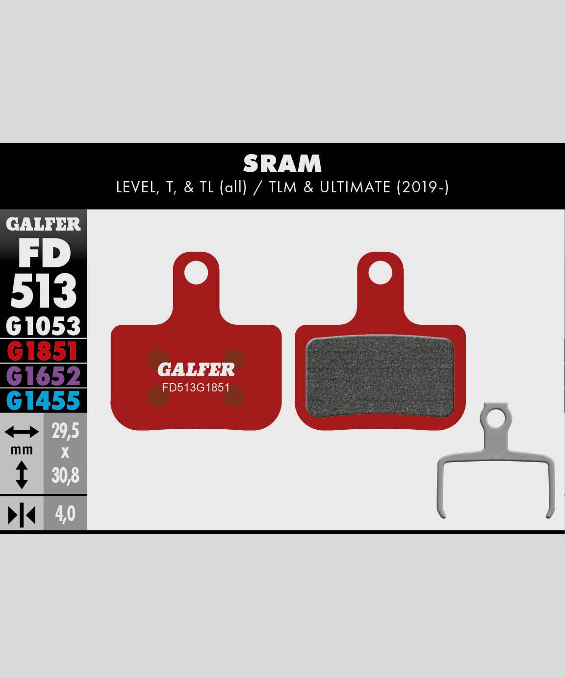 Galfer Advanced Disc Brake Pads SRAM - Level / T / TL / TLM & Ultimate 2019+