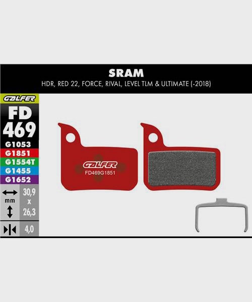 Galfer Advanced Disc Brake Pads SRAM - Red / Force / Rival / Level TLM & Ultimate