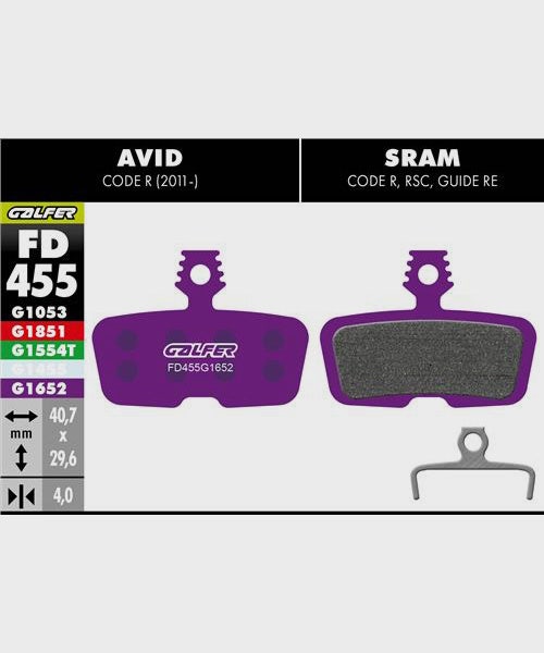 Galfer E-Bike Disc Brake Pads Avid - Code R | SRAM - Code R / RSC / Guide RE
