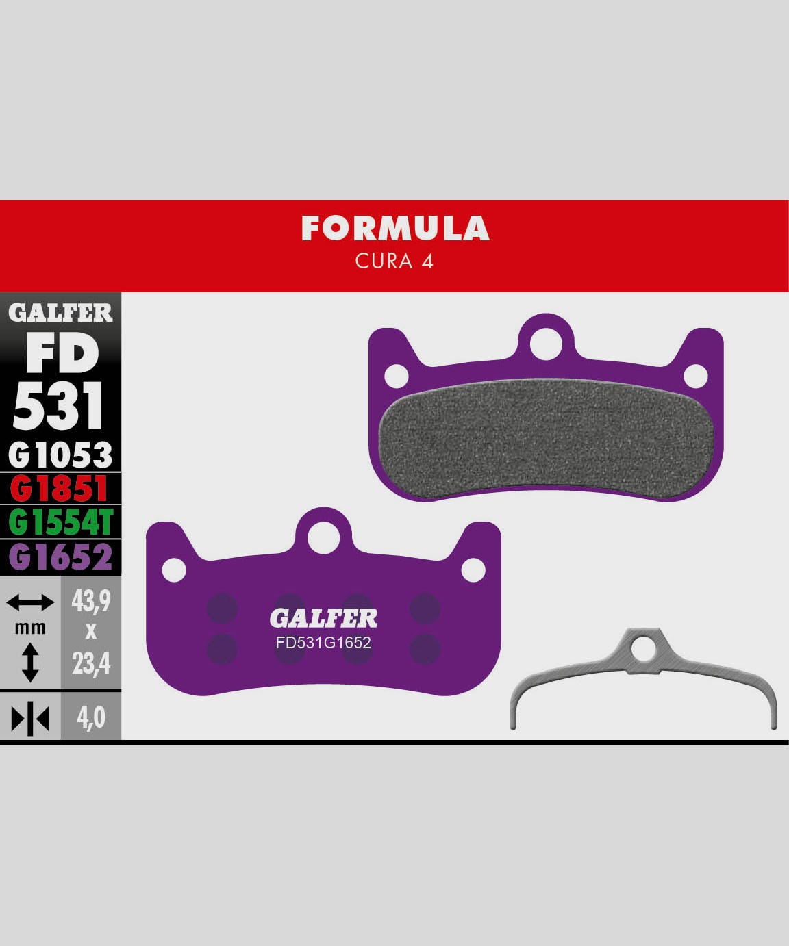 Galfer E-Bike Disc Brake Pads Formula - Cura 4