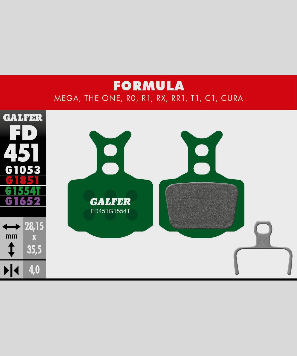 Galfer Pro Disc Brake Pads Formula - Mega / The One / R1 / R0 / RX / CURA 2