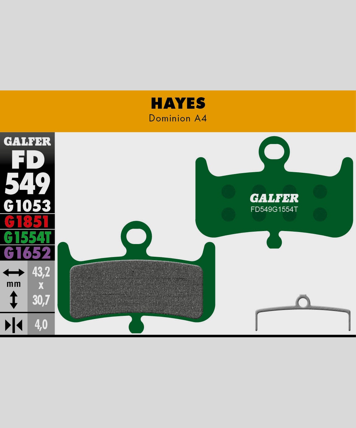Galfer Pro Disc Brake Pads Hayes - Dominion A4