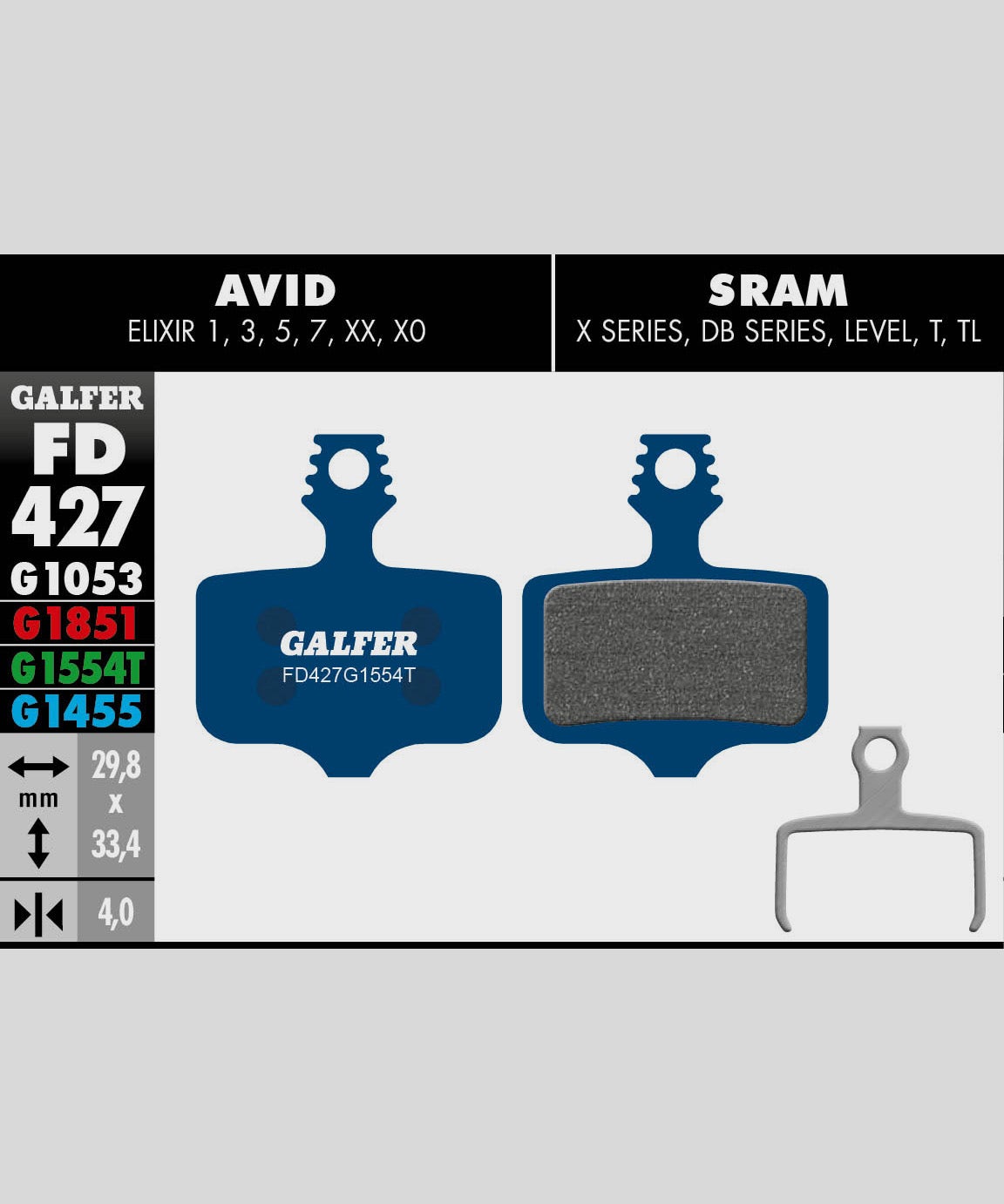 Galfer Road Disc Brake Pads Avid - Elixir | SRAM - XX