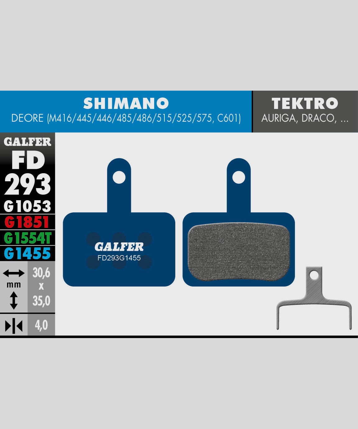 Galfer Road Disc Brake Pads Shimano - Deore | Tektro - Auriga / Draco / Orion