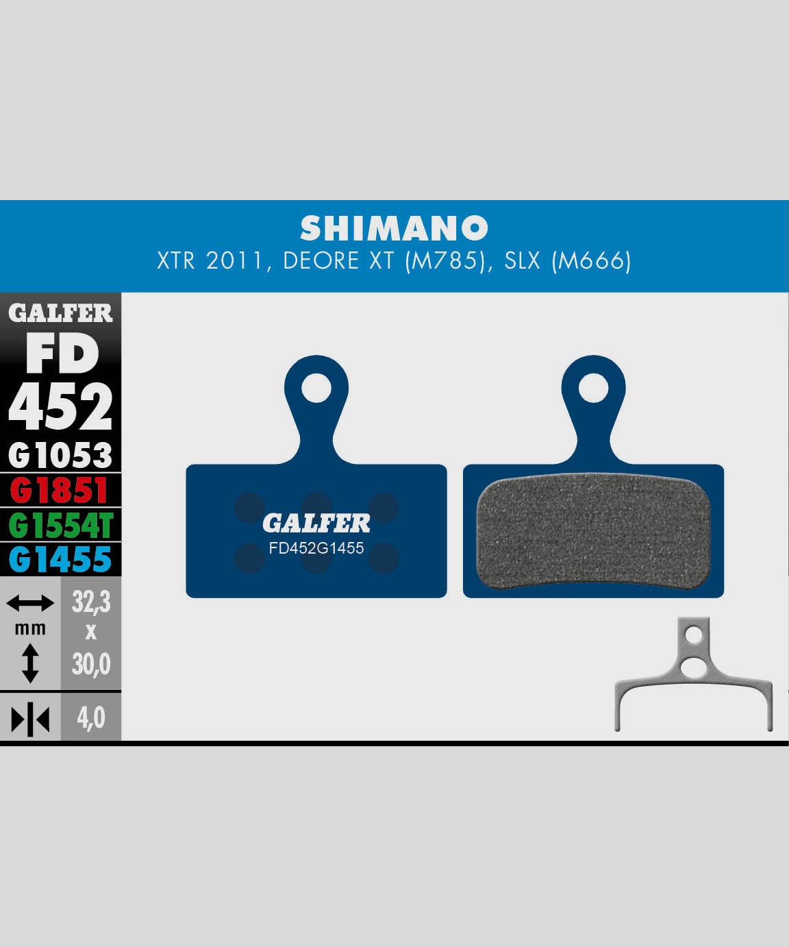 Galfer Road Disc Brake Pads Shimano - XTR 2011 / Deore XT M785 / SLX M666