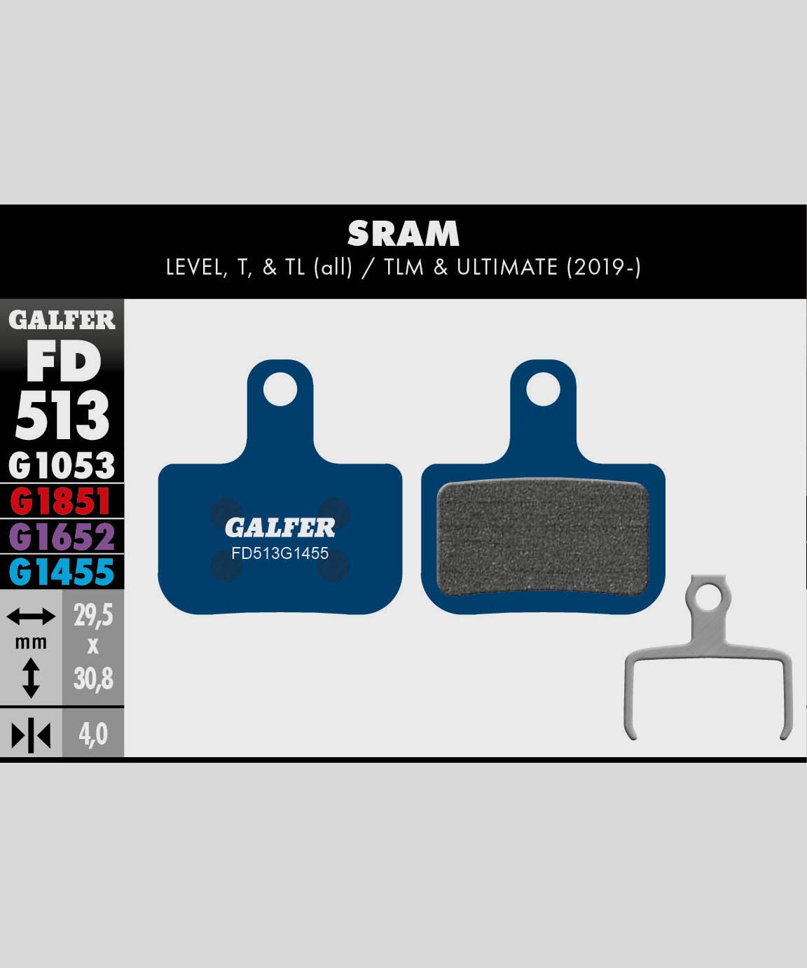 Galfer Road Disc Brake Pads SRAM - Level / T / TL / TLM & Ultimate 2019+