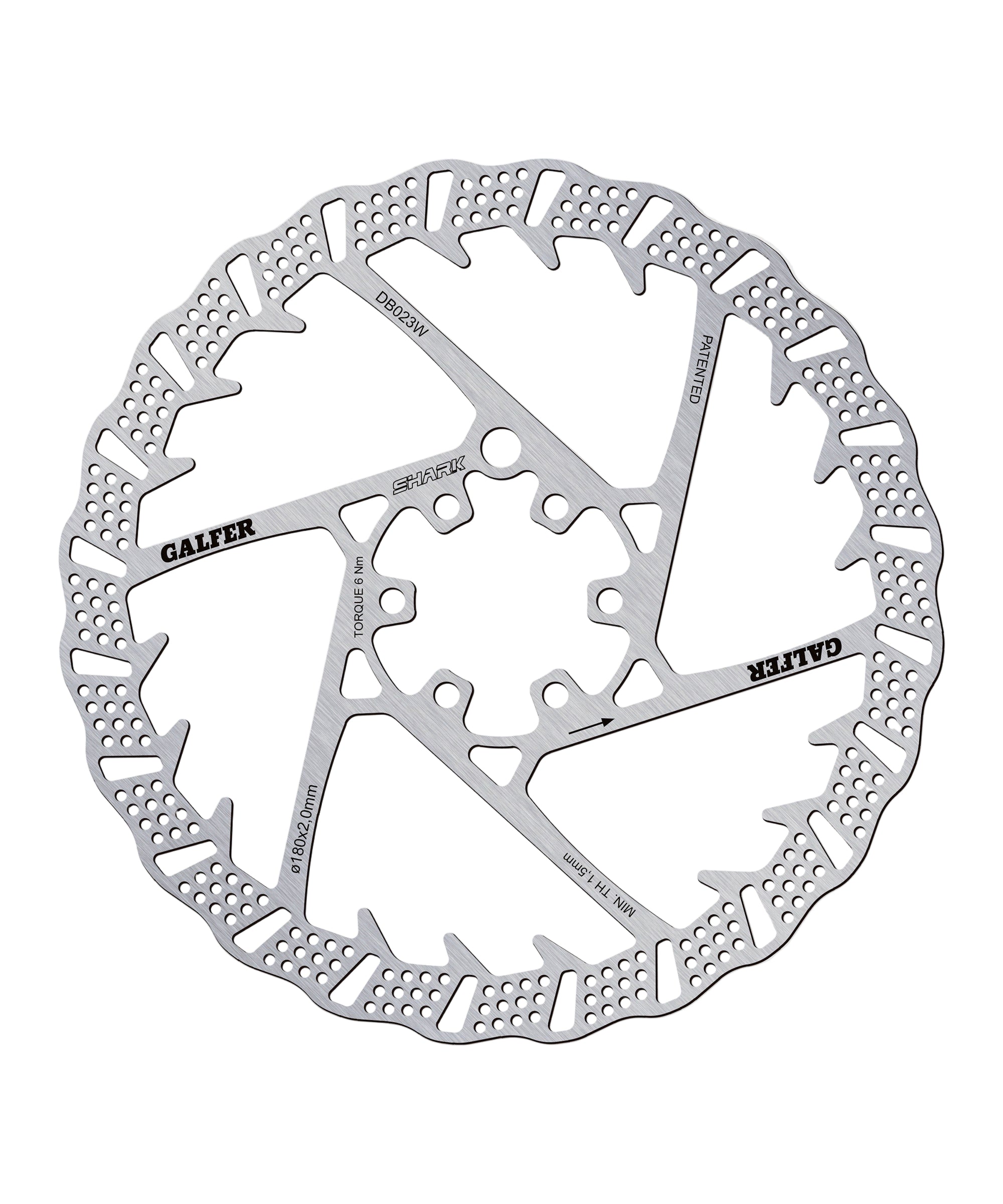 Galfer Shark Disc Brake Rotor 6-Bolt 180 x 2.00mm