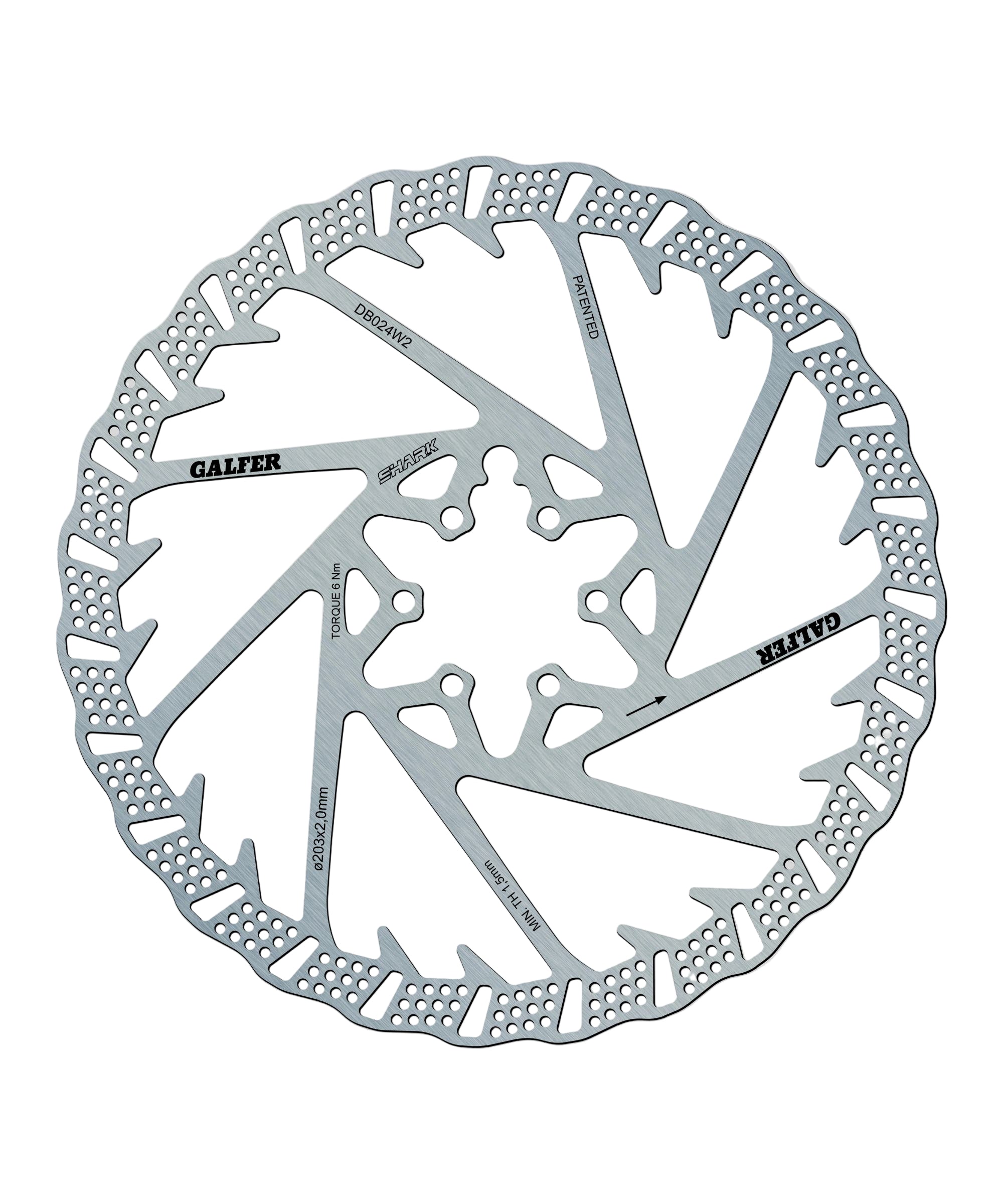 Galfer Shark Disc Brake Rotor 6-Bolt 203 x 2.00mm