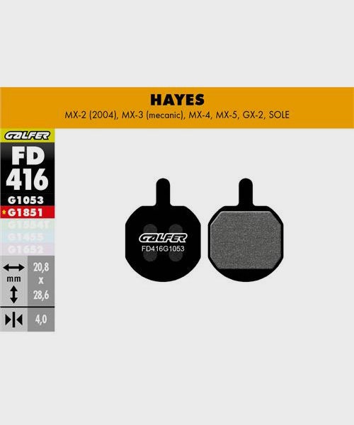 Galfer Standard Disc Brake Pads Hayes - MX2 / MX3 / GX2