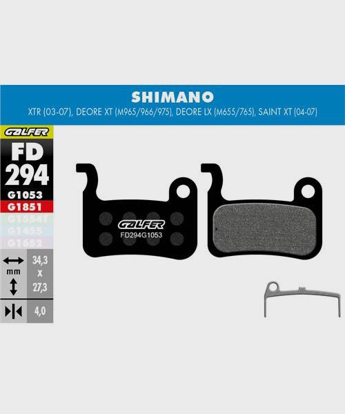 Galfer Standard Disc Brake Pads Shimano - XTR / Deore XT / Deore LX / Saint XT
