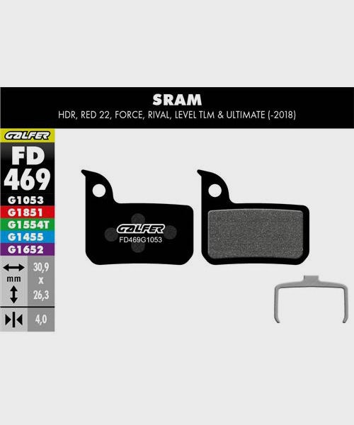 Galfer Standard Disc Brake Pads SRAM - Red / Force / Rival / Level TLM & Ultimate