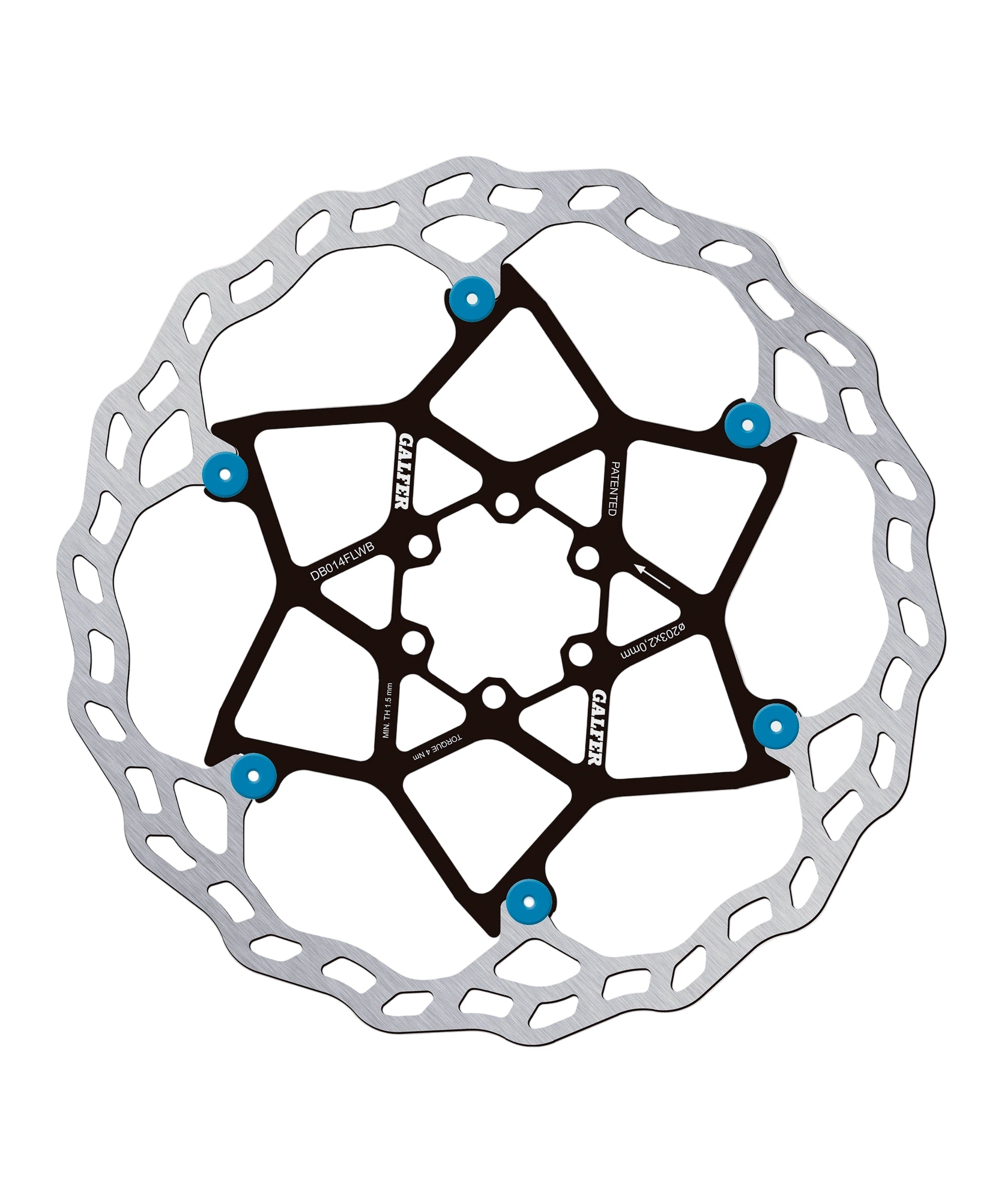 Galfer Wave Floating Disc Brake Rotor 6-Bolt Blue / 203 x 2.00mm