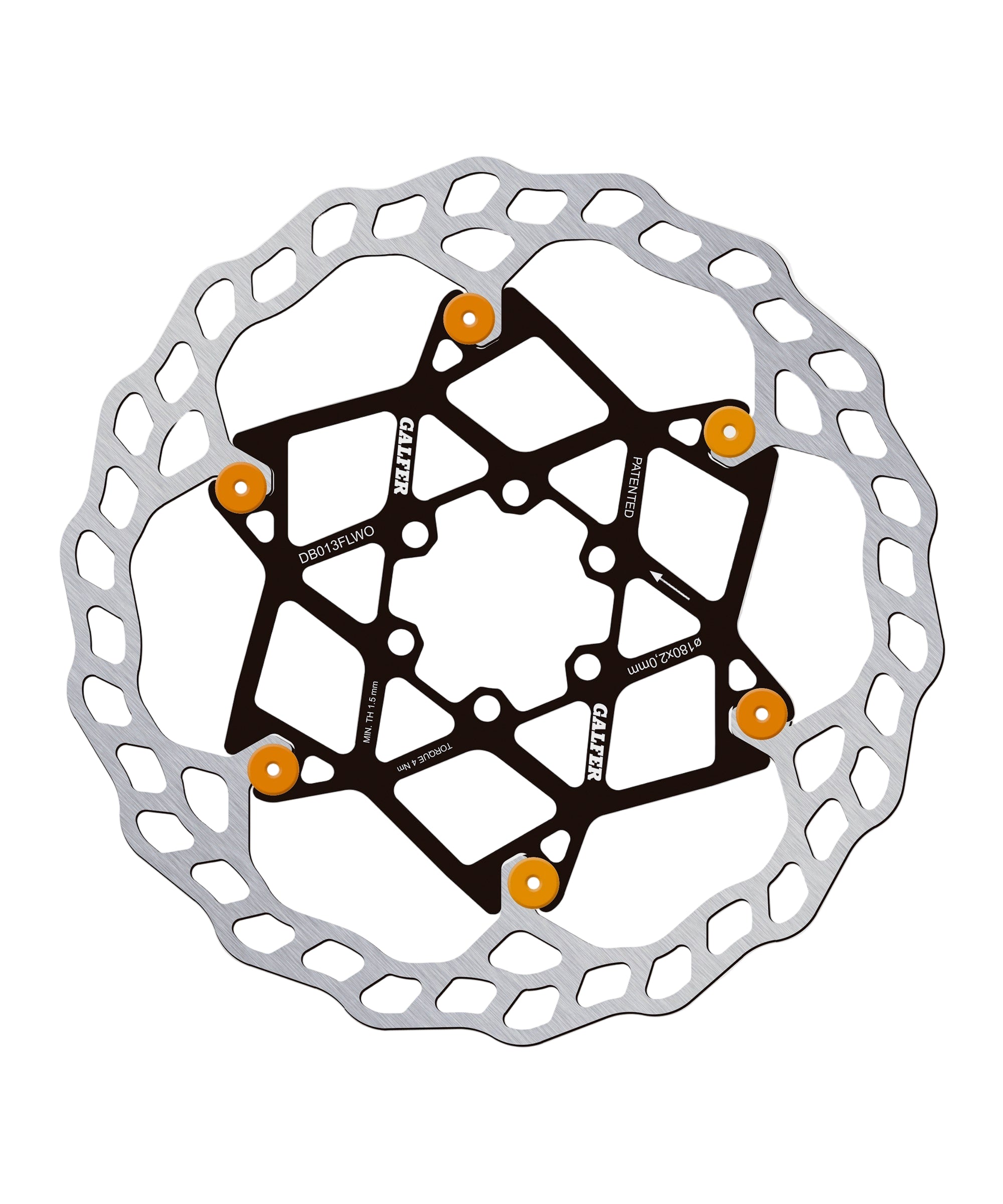 Galfer Wave Floating Disc Brake Rotor 6-Bolt Orange / 180 x 2.00mm