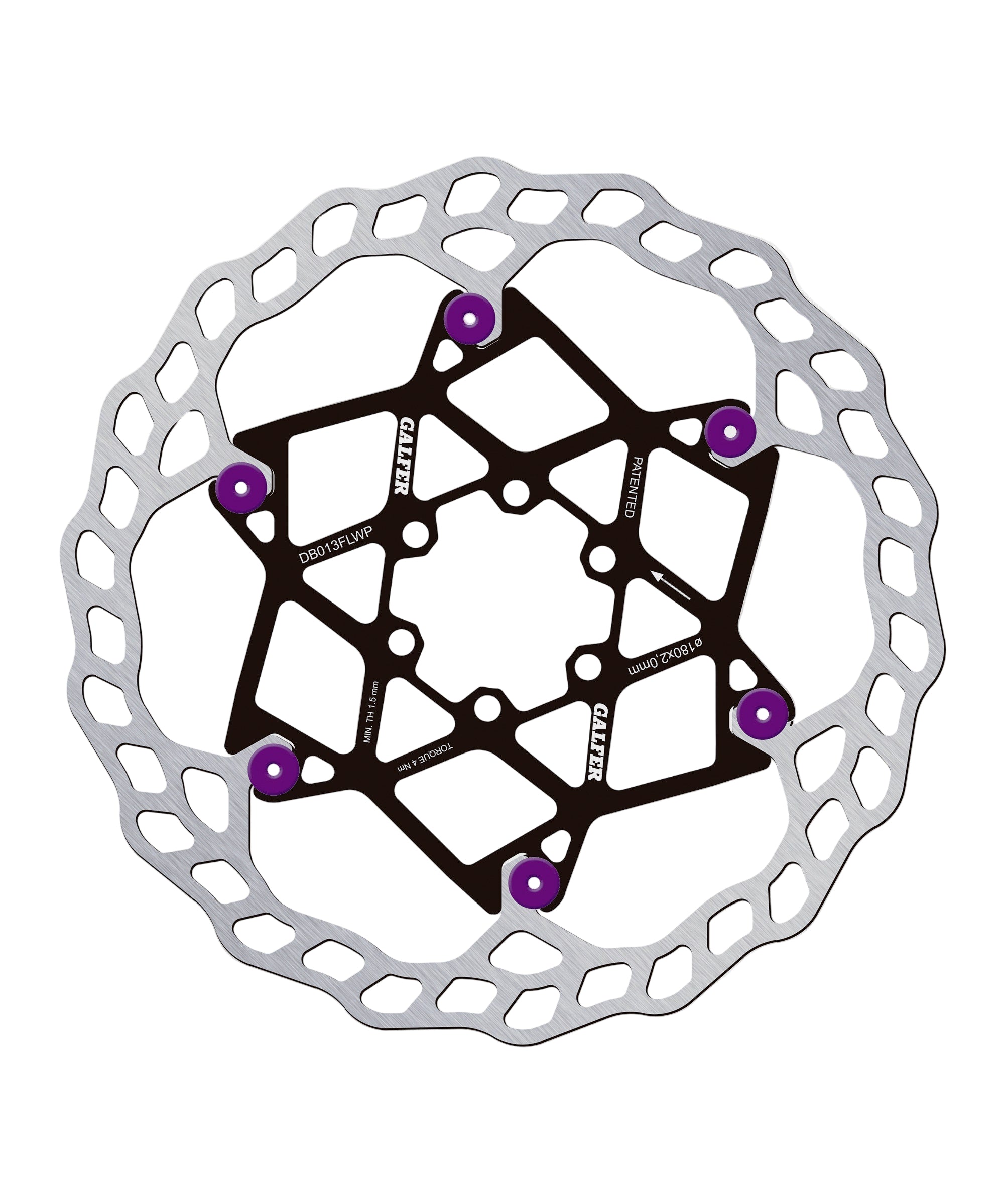 Galfer Wave Floating Disc Brake Rotor 6-Bolt Purple / 180 x 2.00mm