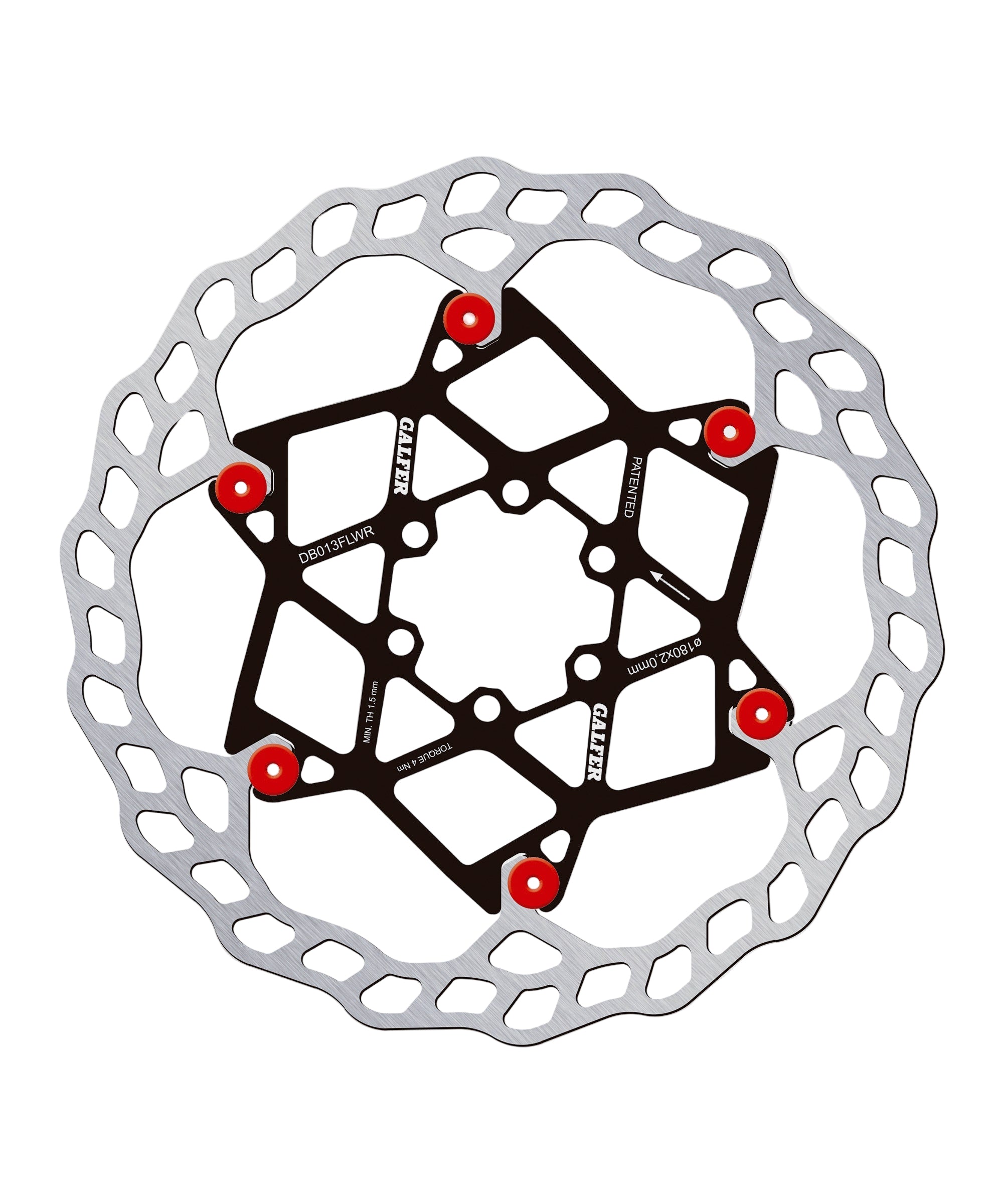 Galfer Wave Floating Disc Brake Rotor 6-Bolt Red / 180 x 2.00mm