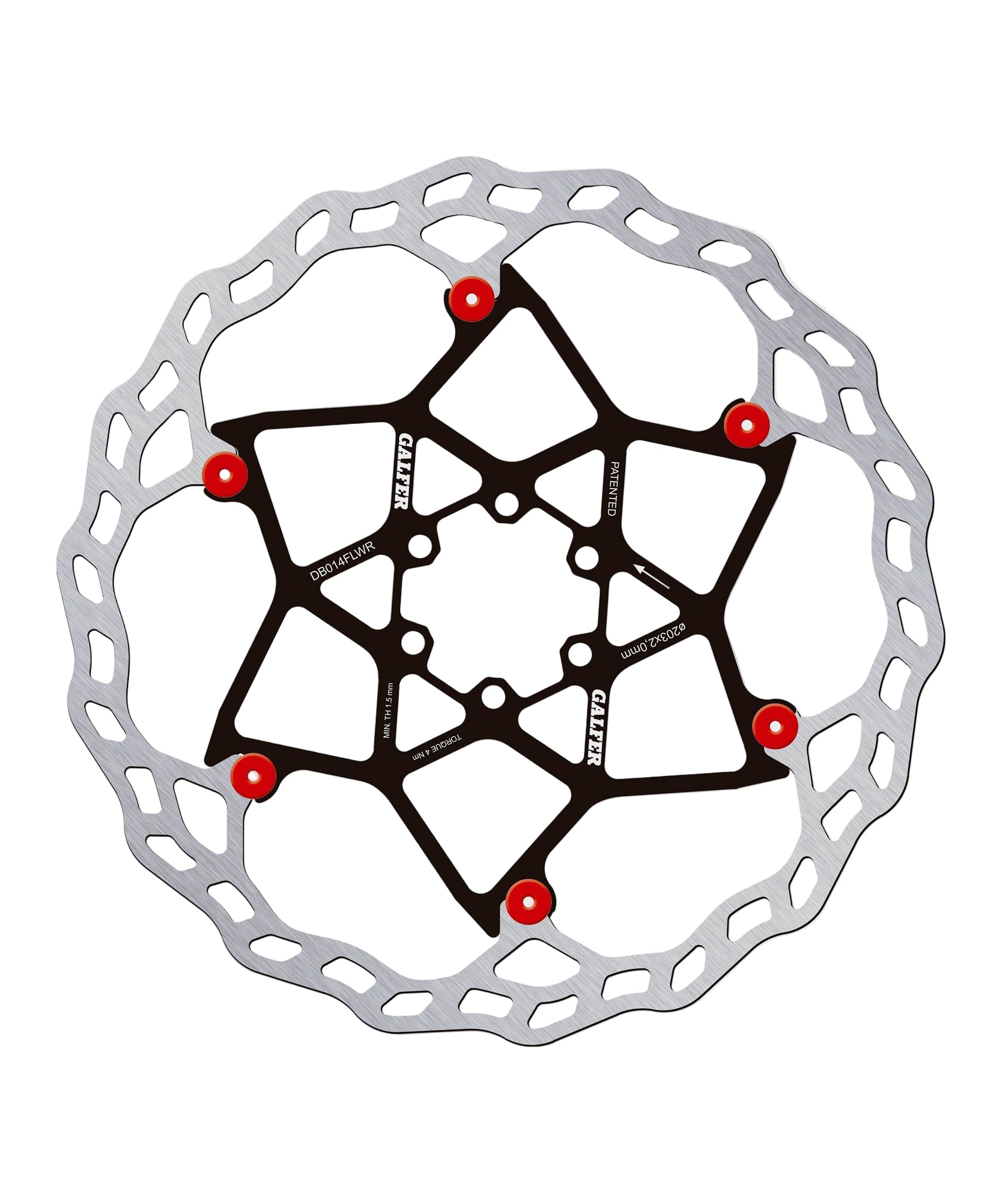 Galfer Wave Floating Disc Brake Rotor 6-Bolt Red / 203 x 2.00mm