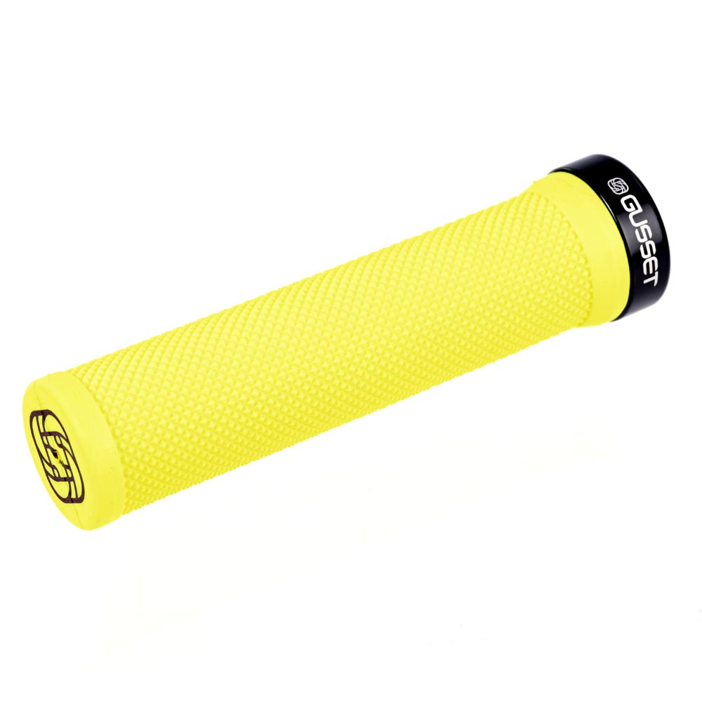 Gusset Single File Lock-On Grips Fluro Yellow / 133mm