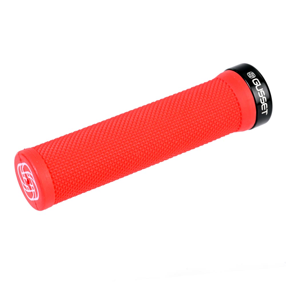 Gusset Single File Lock-On Grips Red / 133mm