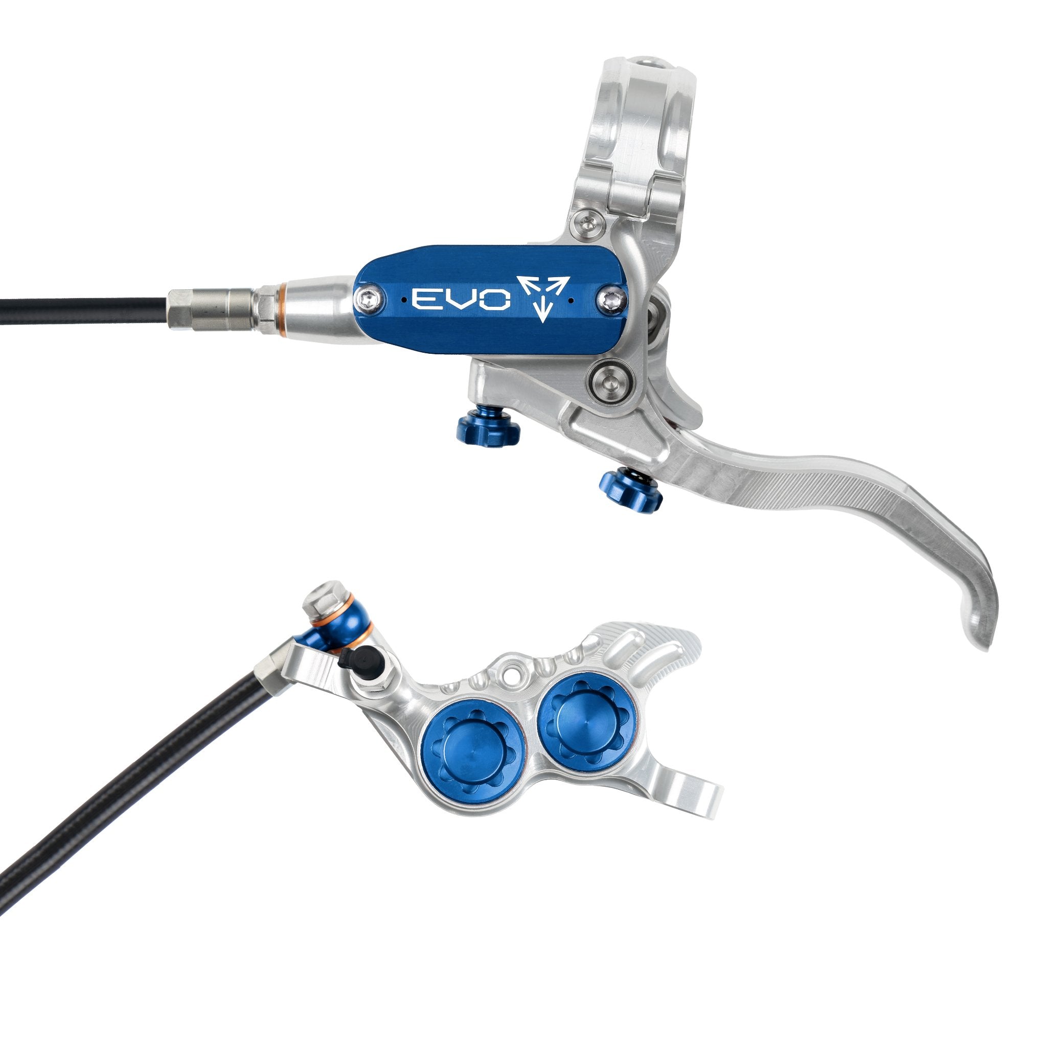 Hope EVO GR4 Disc Brake Silver/Blue / Left Hand / Black Hose