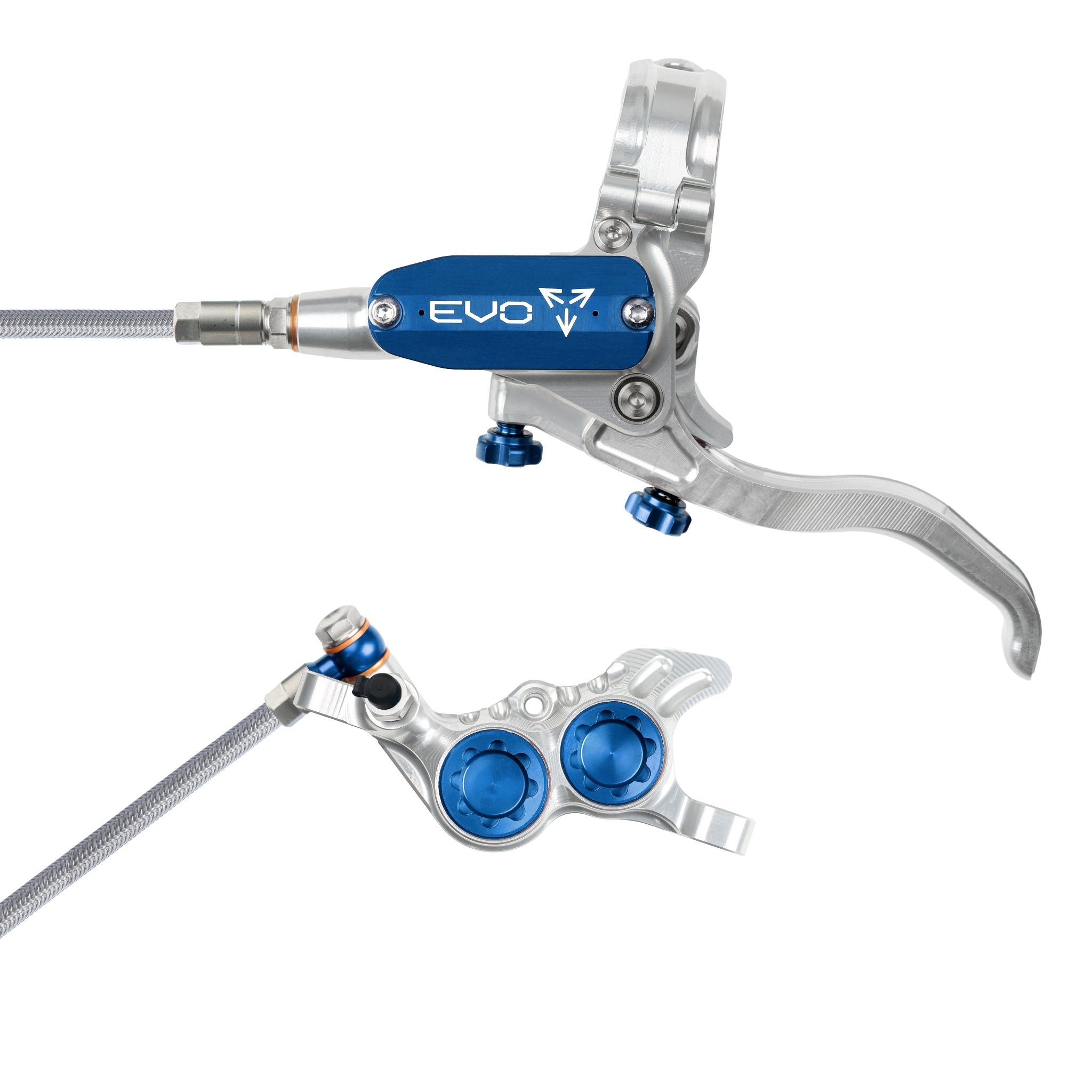 Hope EVO GR4 Disc Brake Silver/Blue / Left Hand / Braided