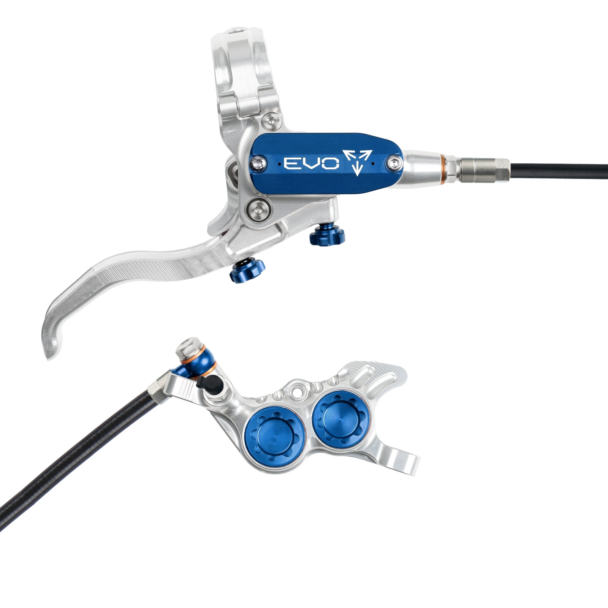 Hope EVO GR4 Disc Brake Silver/Blue / Right Hand / Black Hose