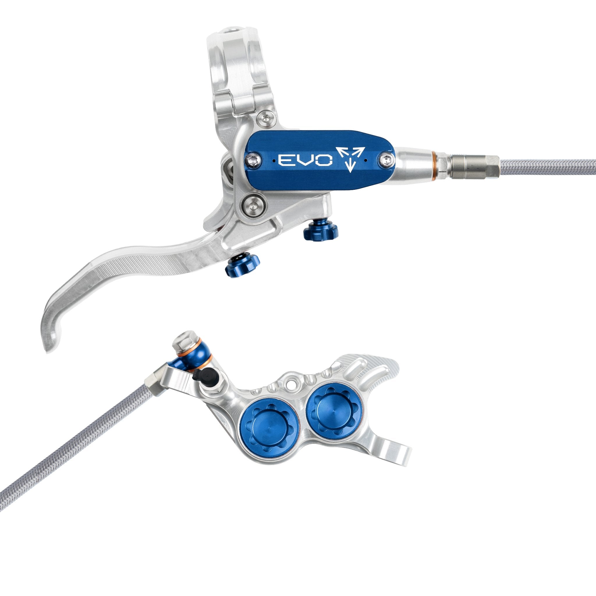Hope EVO GR4 Disc Brake Silver/Blue / Right Hand / Braided