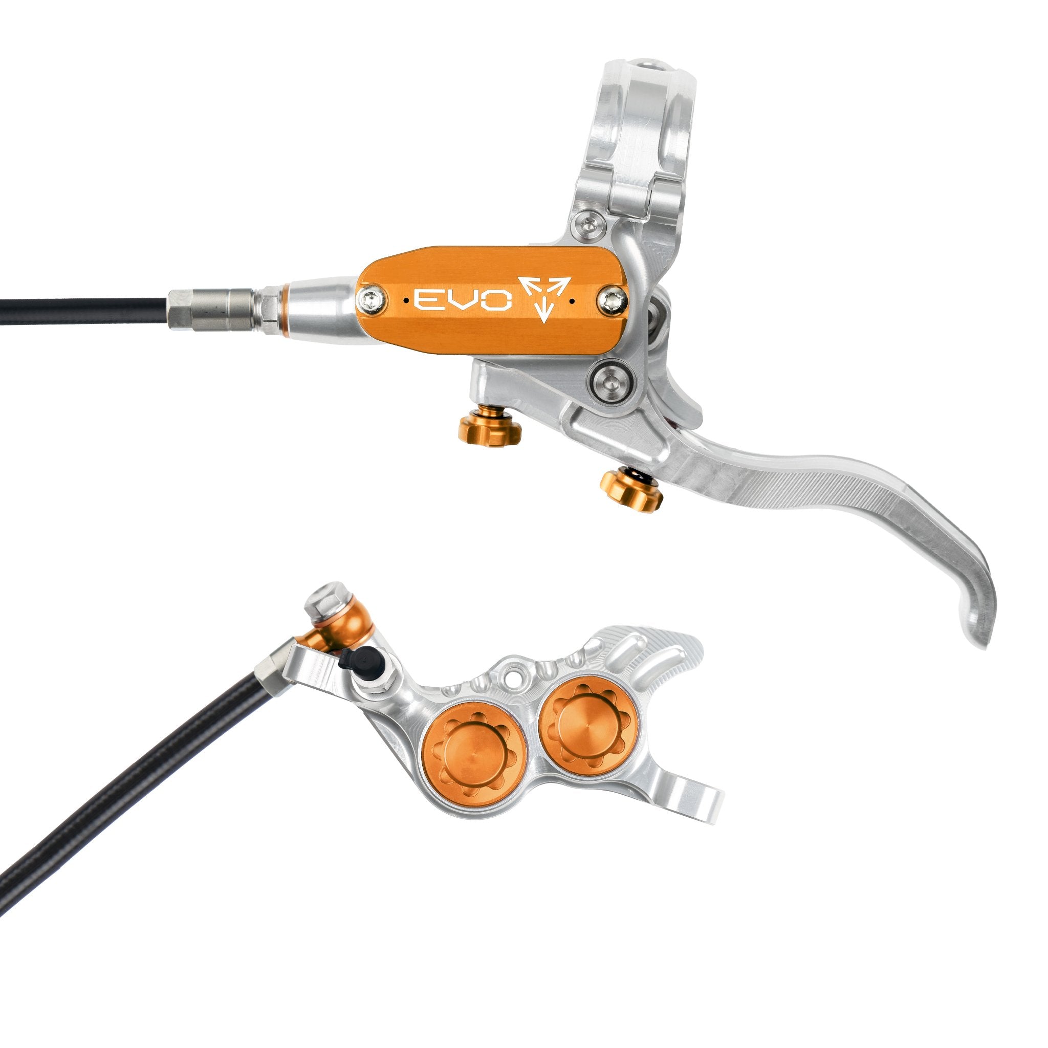 Hope EVO GR4 Disc Brake Silver/Orange / Left Hand / Black Hose