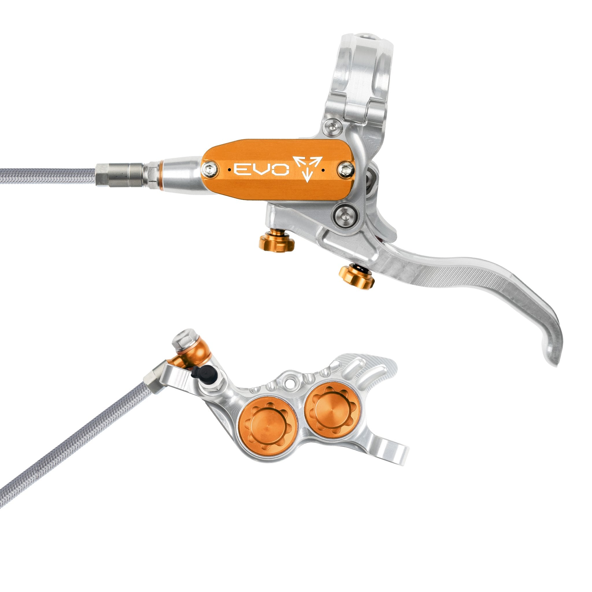 Hope EVO GR4 Disc Brake Silver/Orange / Left Hand / Braided